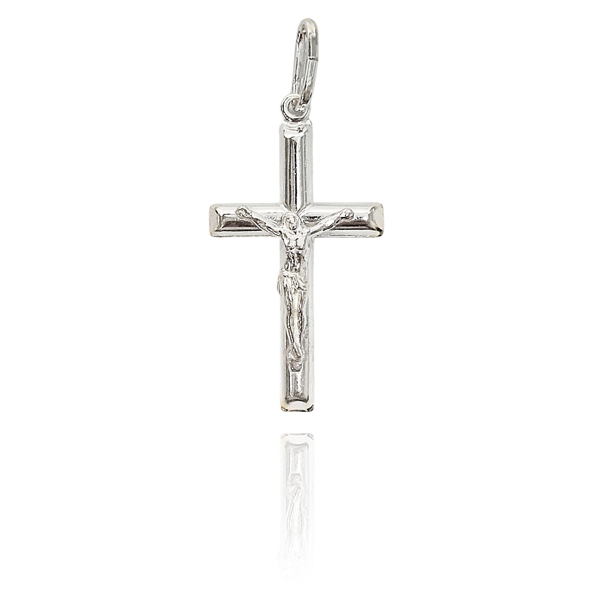 Colgante Cruz Cristo Tubular Plata Fina 925-0