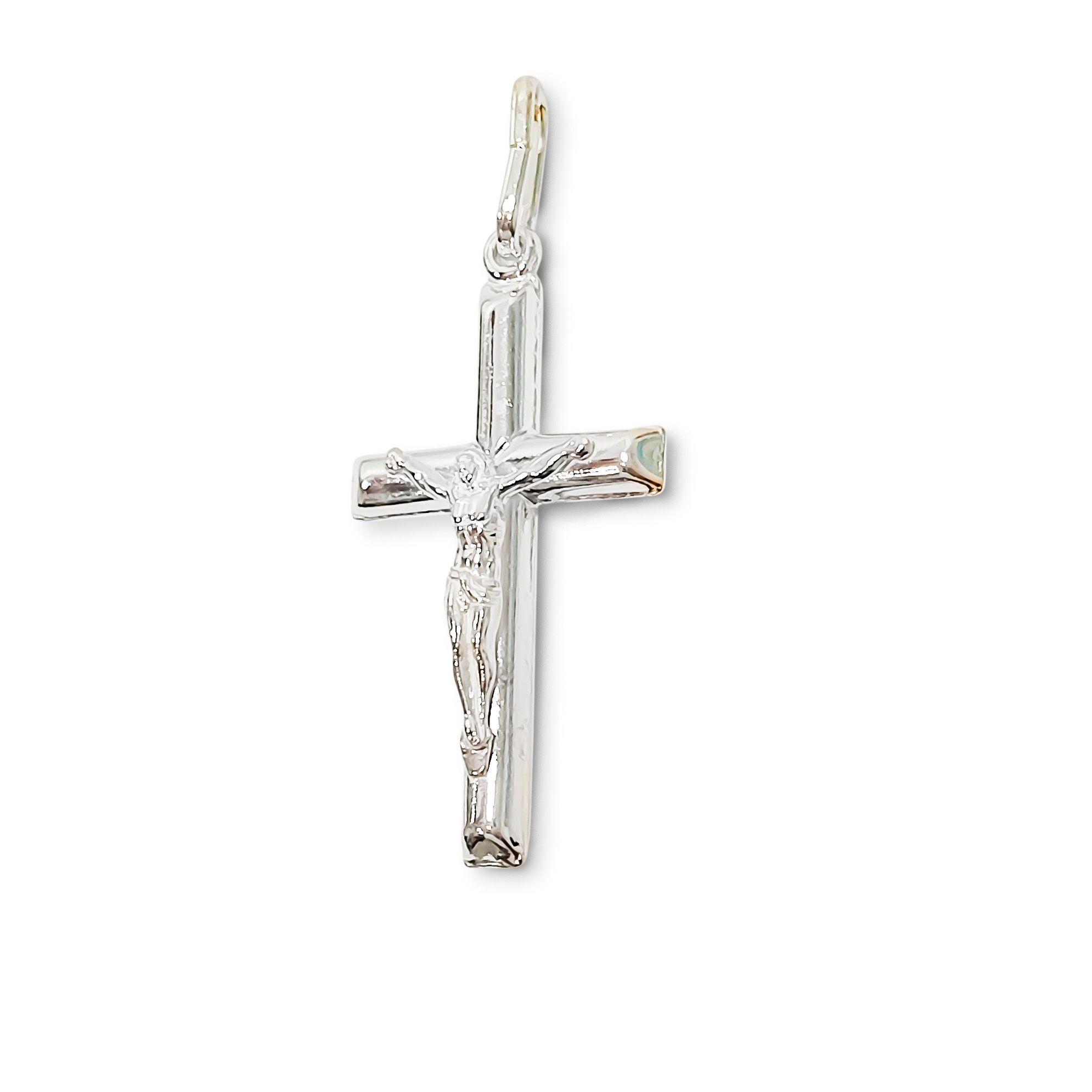 Colgante Cruz Cristo Tubular Plata Fina 925-1