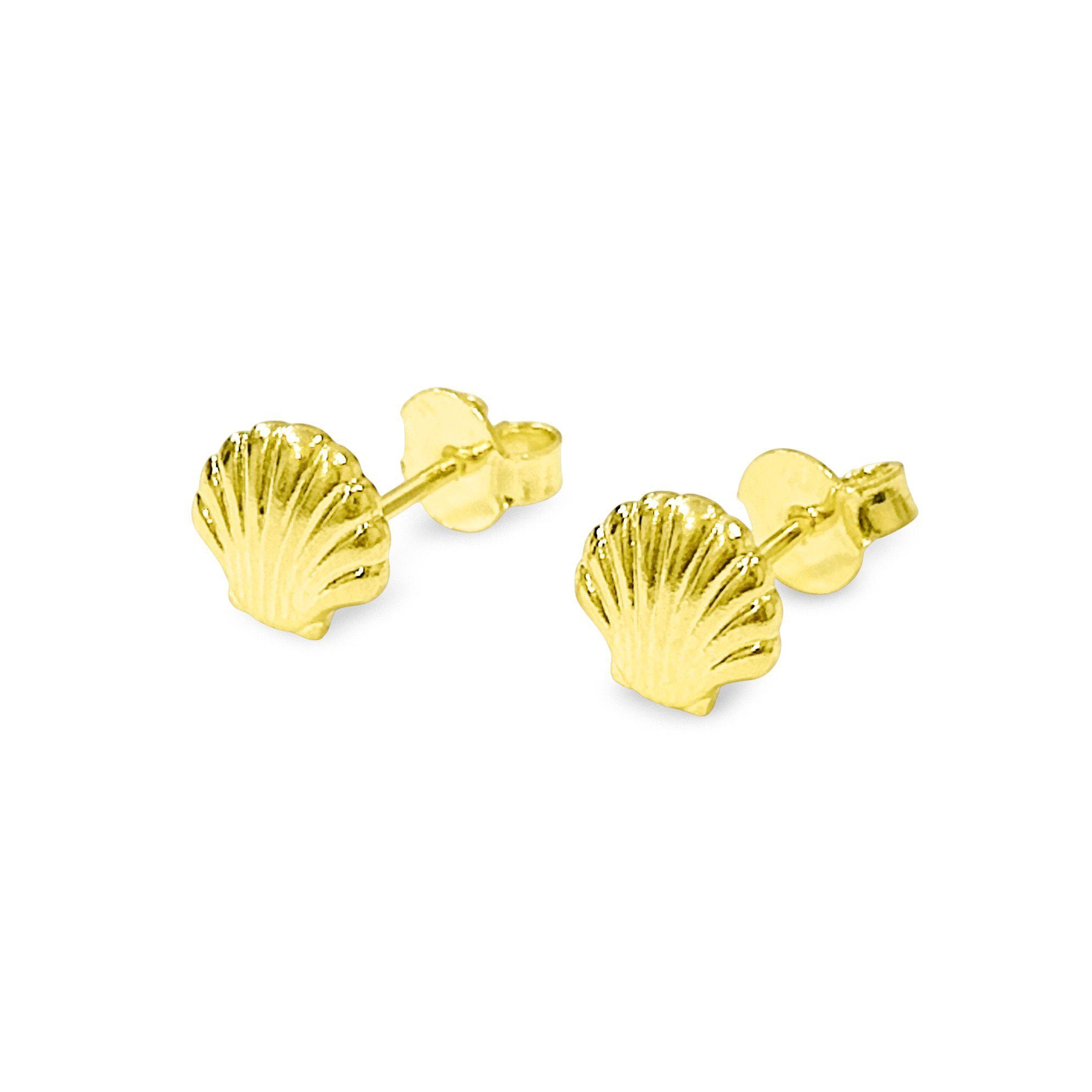 Aros Concha 7mm Enchapado Oro 18K-2