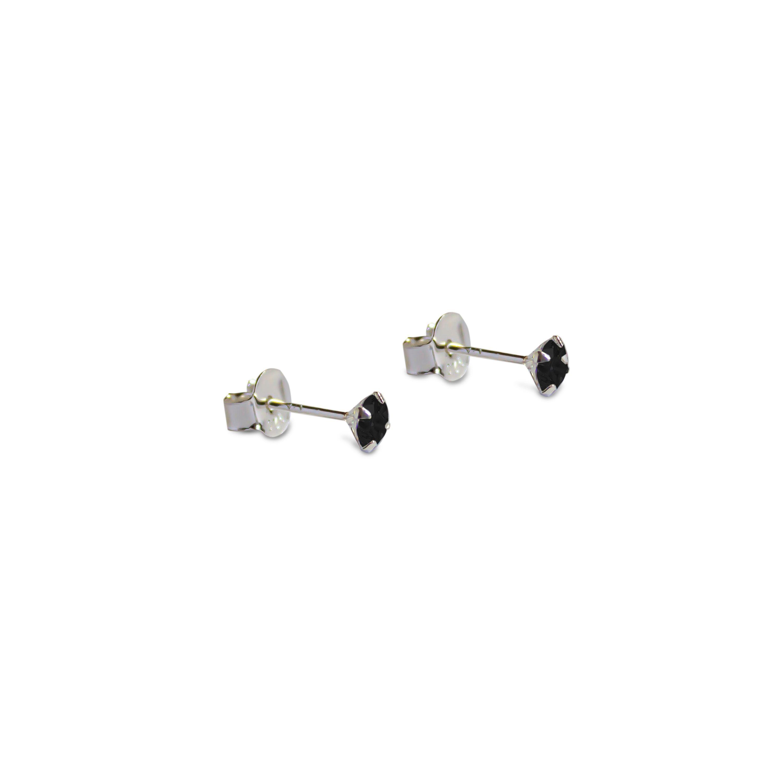 Aros Circón Negro Grifas 4mm Plata Fina 925-2