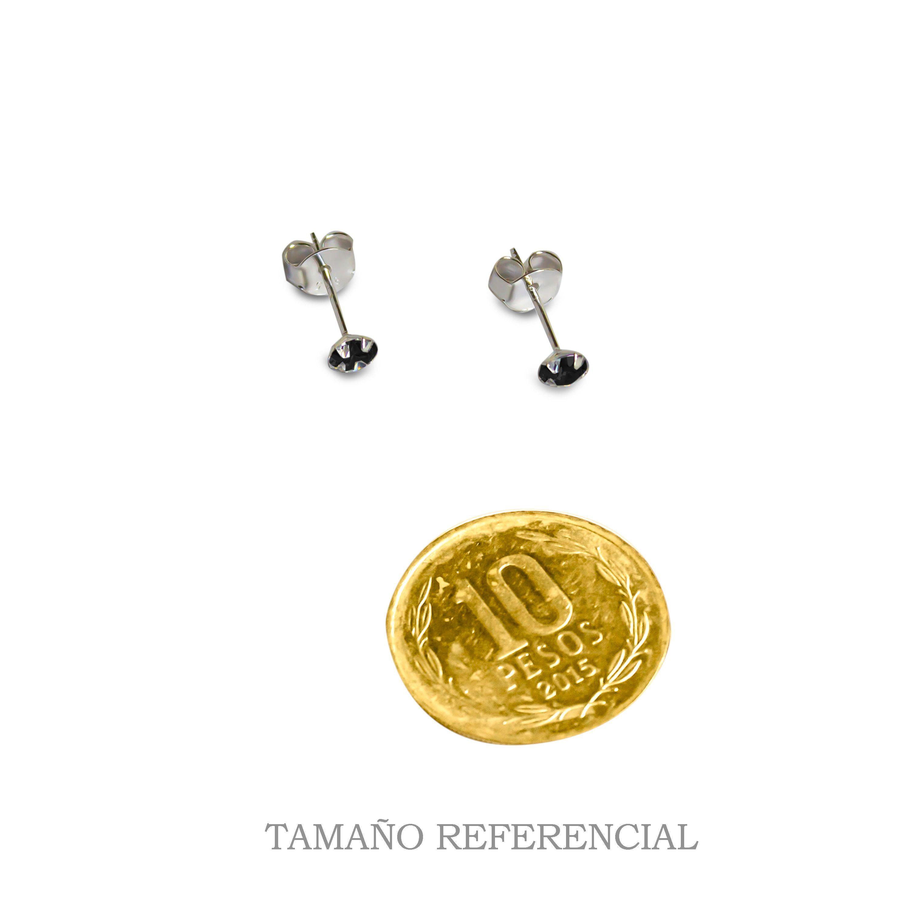 Aros Circón Negro Grifas 4mm Plata Fina 925-3