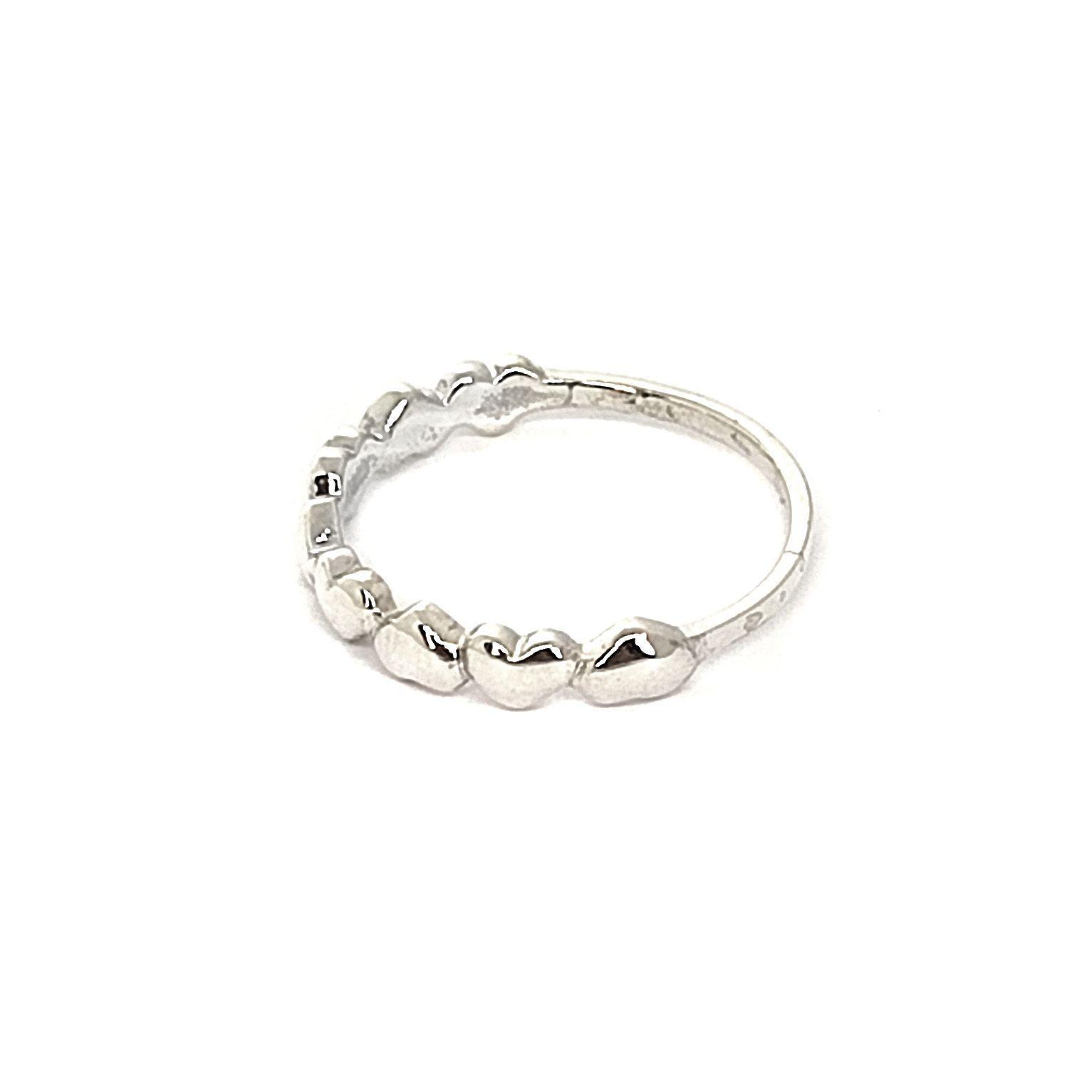 Anillo Medio Cintillo Corazón Plata Fina 925-2