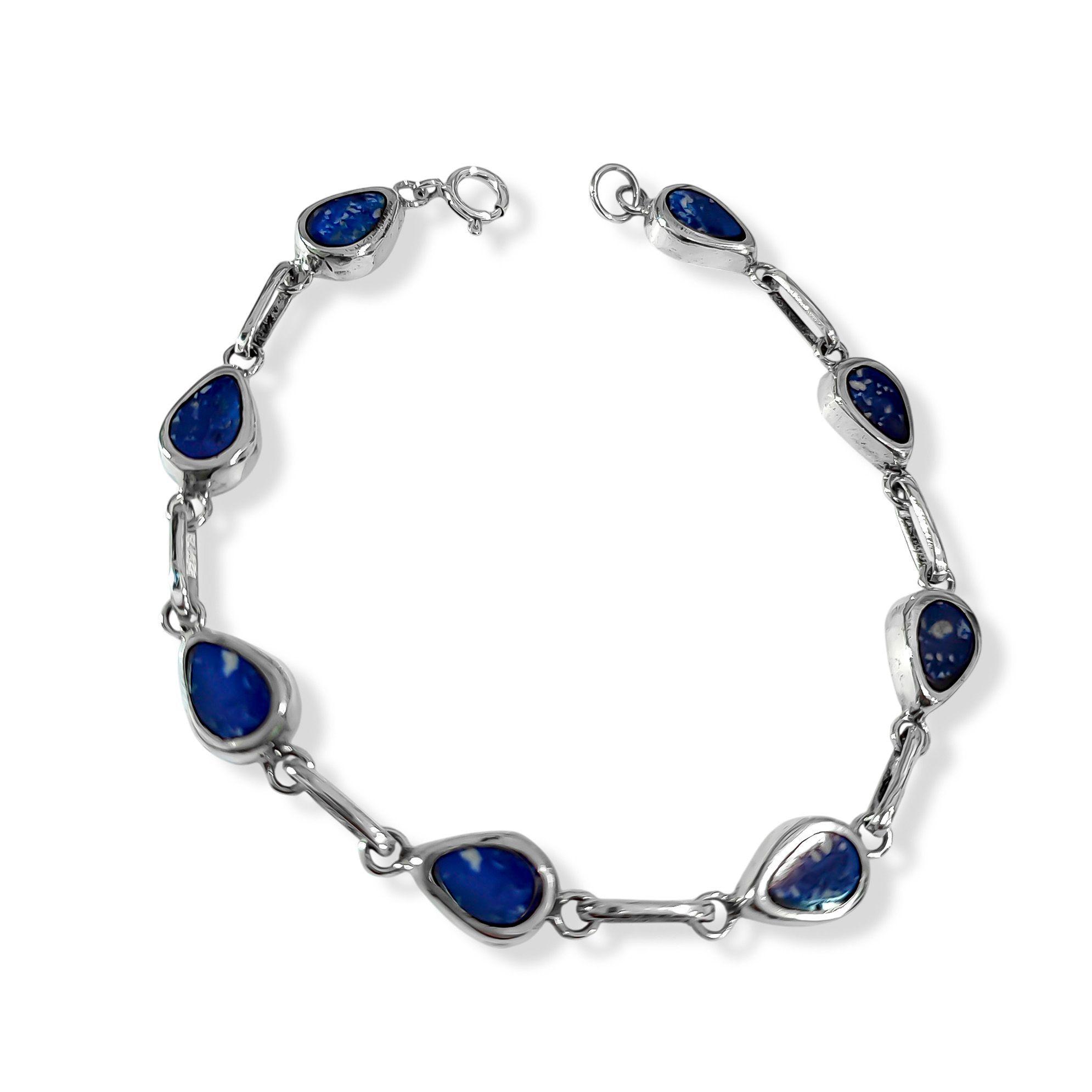 Pulsera Gota Bisel Lapislázuli Plata Fina 950-2