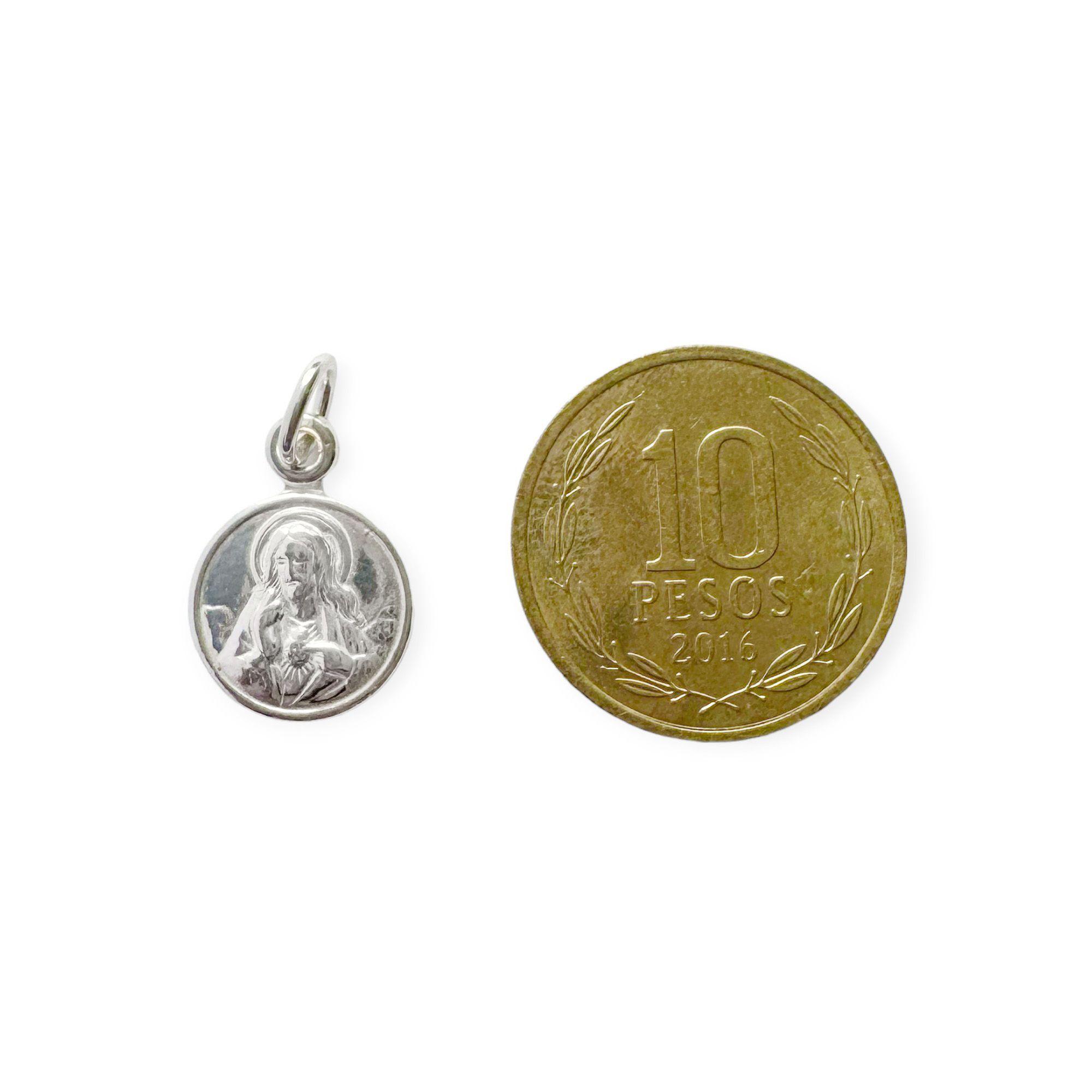 Colgante Medalla 12mm Sagrado Corazón Plata Fina 925-2