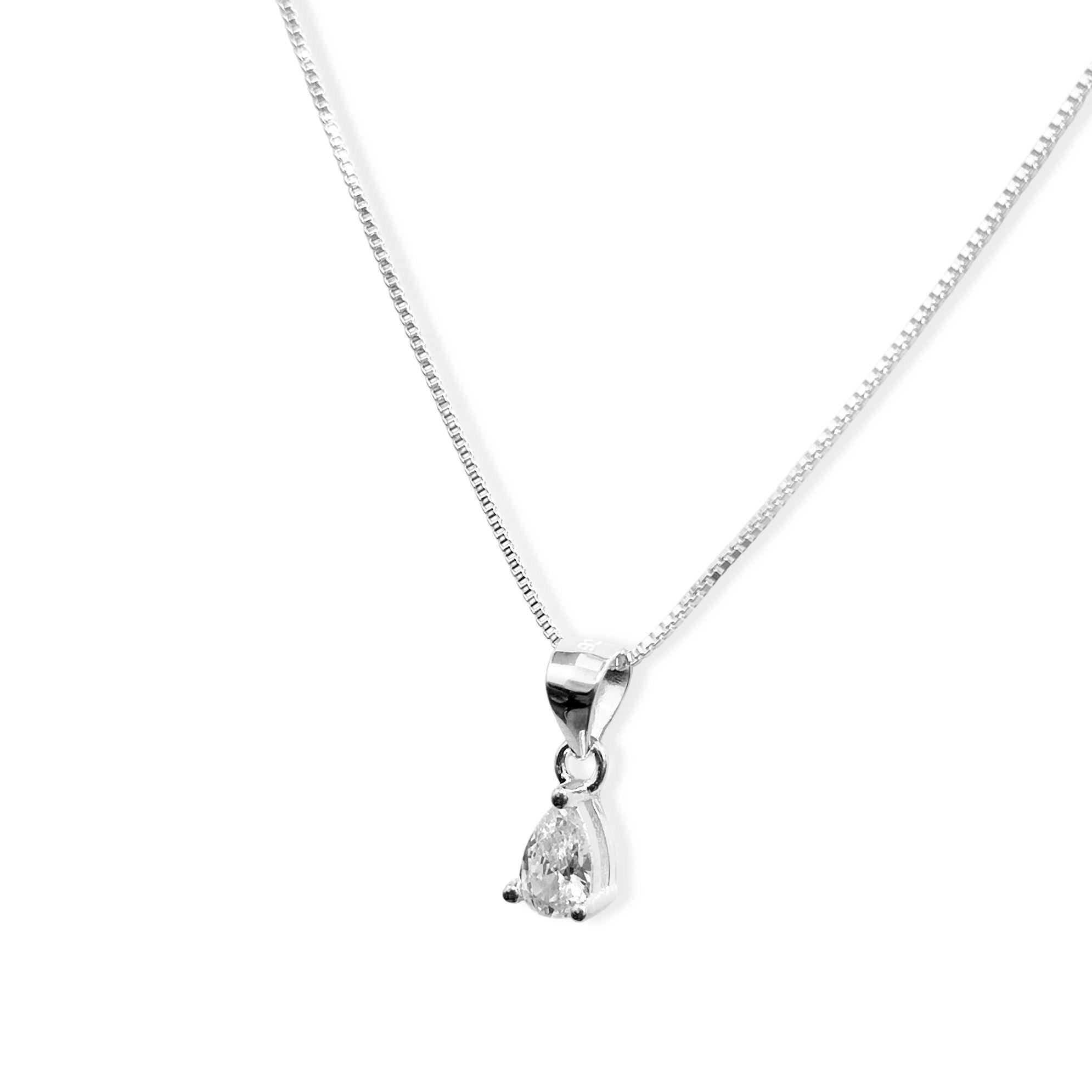 Collar Punto De Luz Gota Grifa Plata Fina 925-2