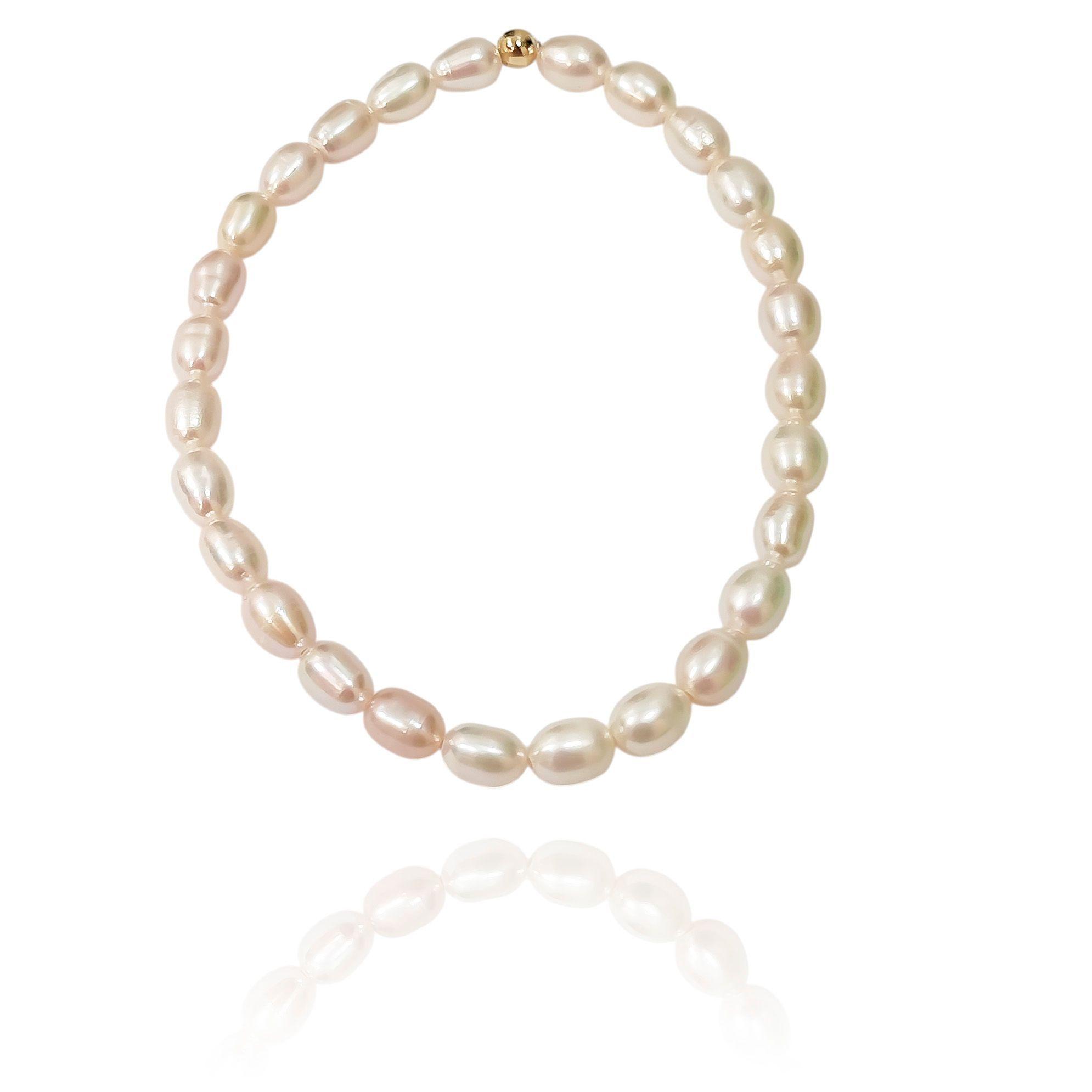 Pulsera Perla De Río Arlargada Bola Enchapado Oro 18K Elasticada-2