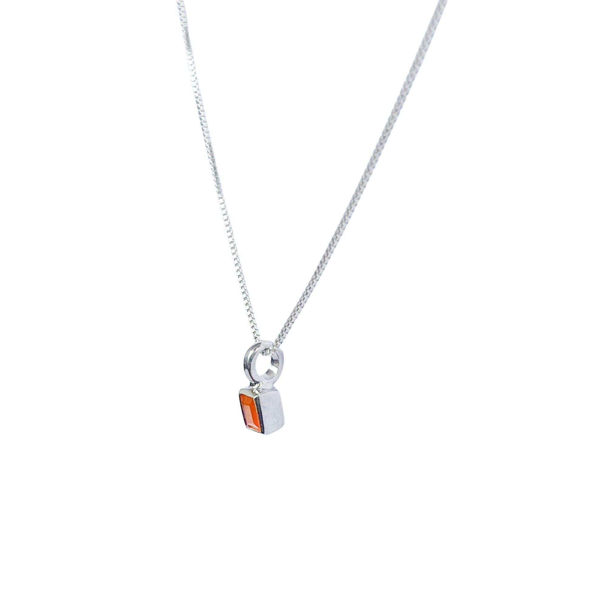 Collar Cornalina Cuadrado Veneciana Plata Fina 925-2