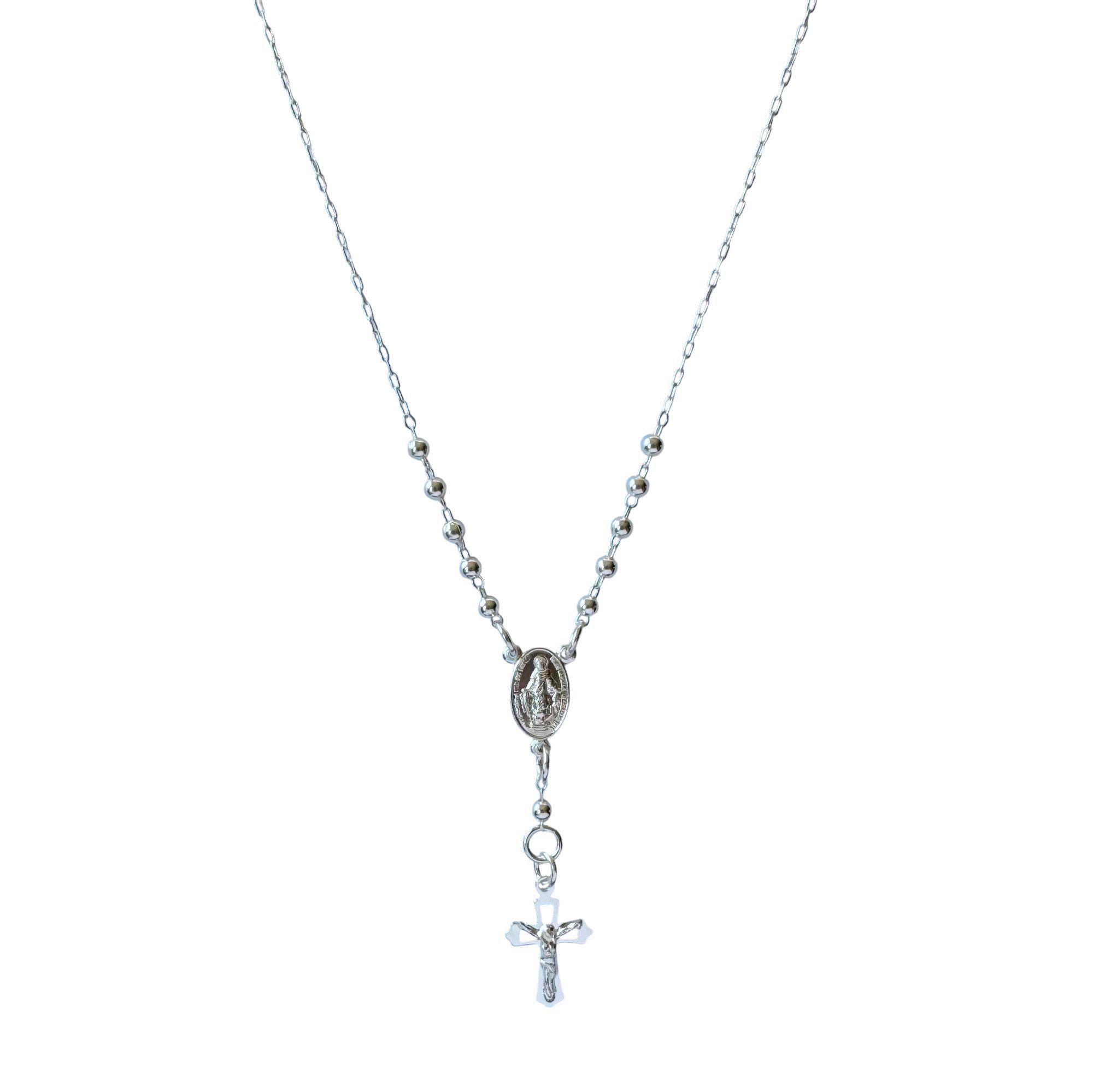 Collar Rosario Virgen De Los Rayos Plata Fina 925-0