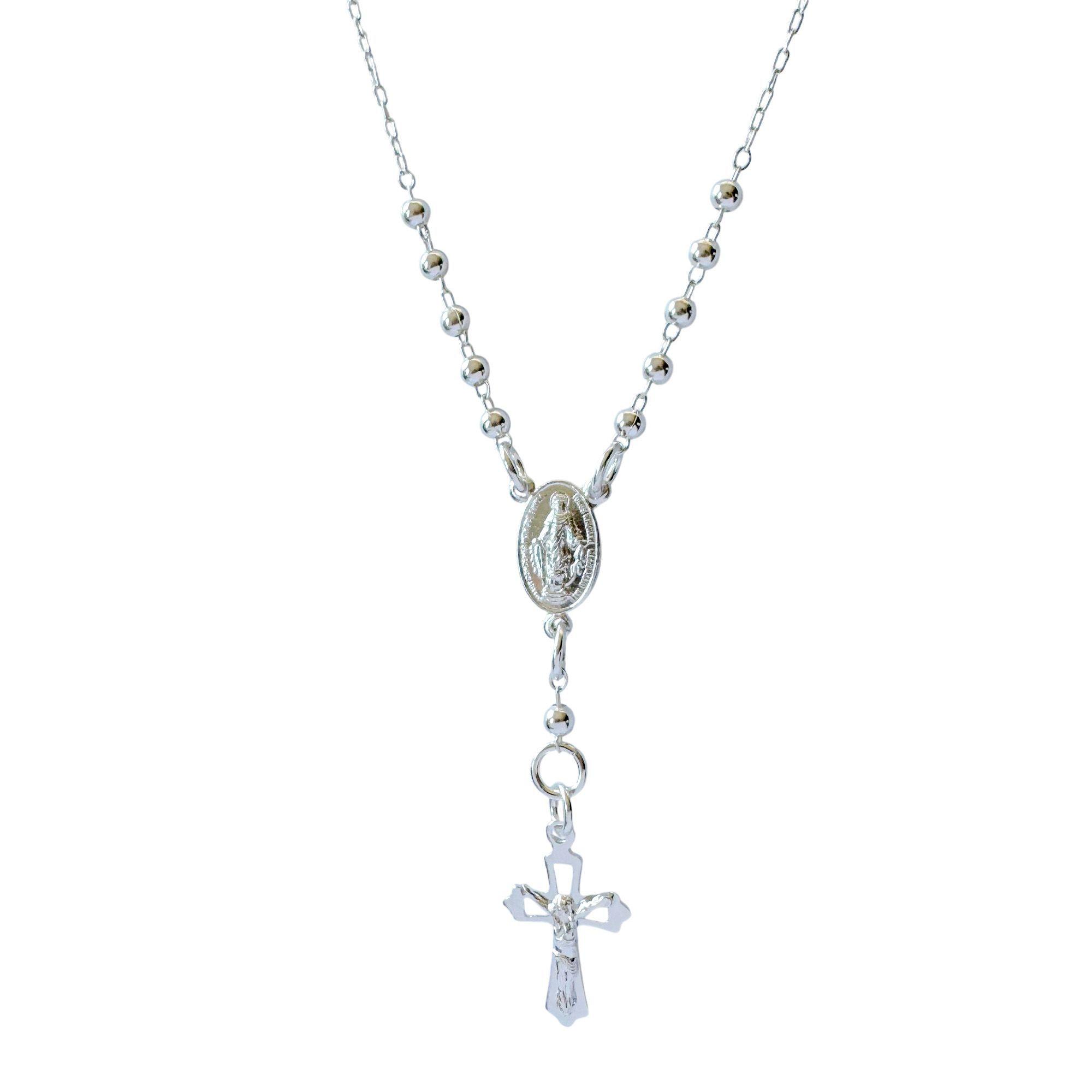 Collar Rosario Virgen De Los Rayos Plata Fina 925-1