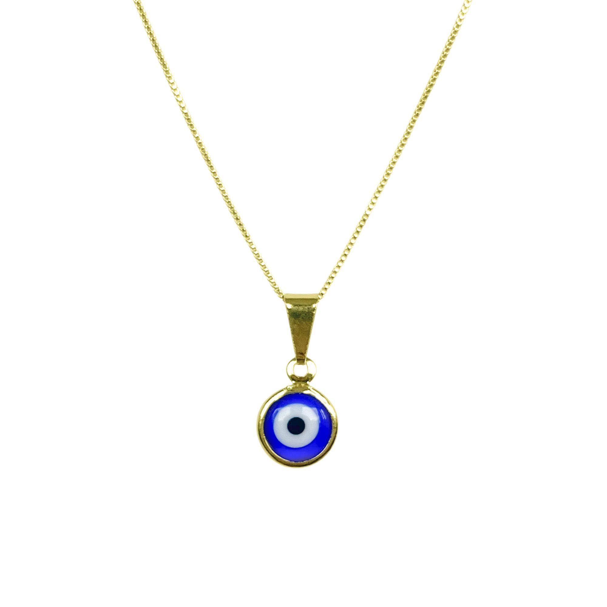 Collar Ojo Turco Cristal Azul Enchapado Oro 18K-2