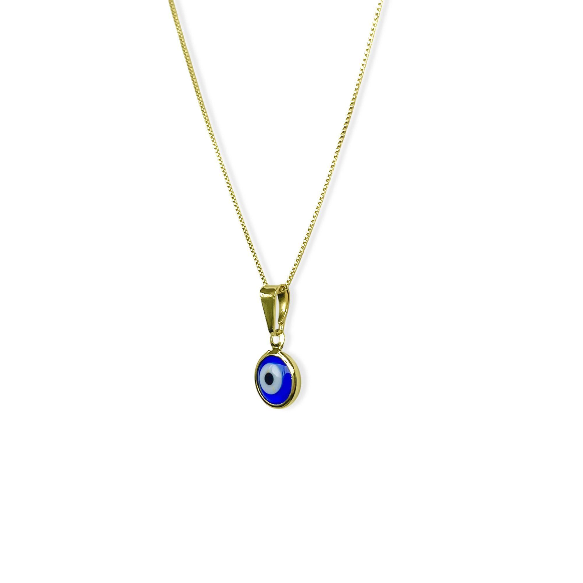 Collar Ojo Turco Cristal Azul Enchapado Oro 18K-3