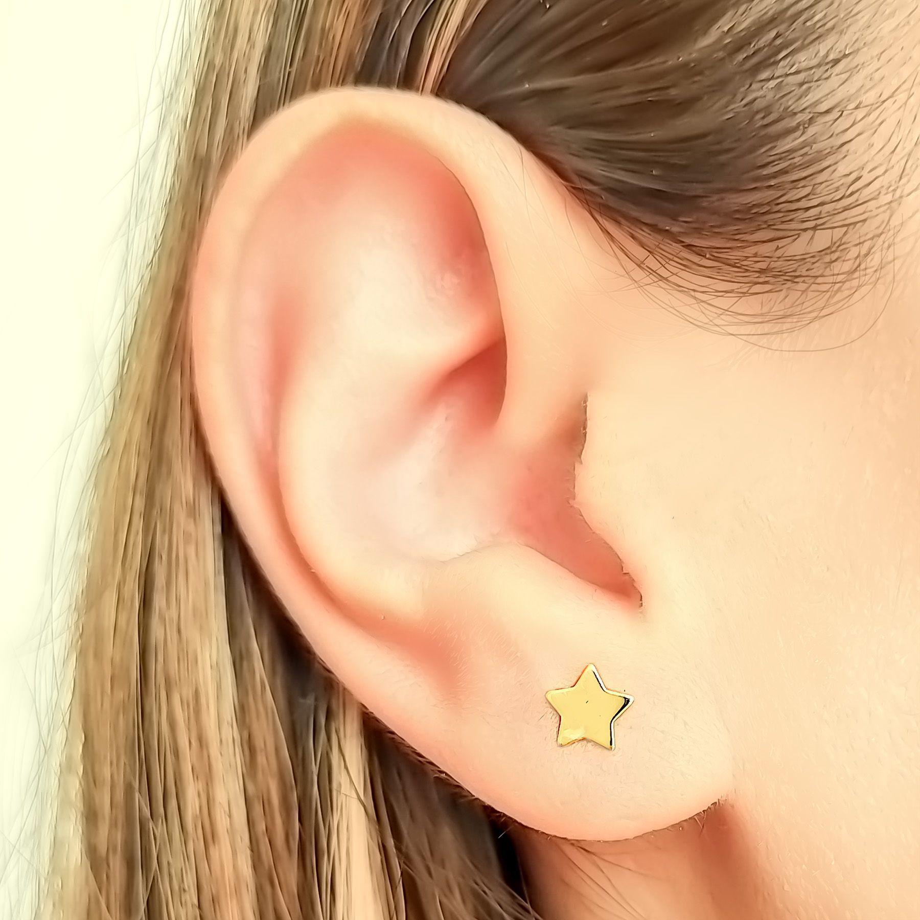 Aros Estrella Plana 7mm Enchapado Oro 18K-3