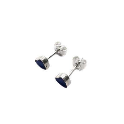 Aros Mini Corazón Lapislázuli Plata Fina 925-2