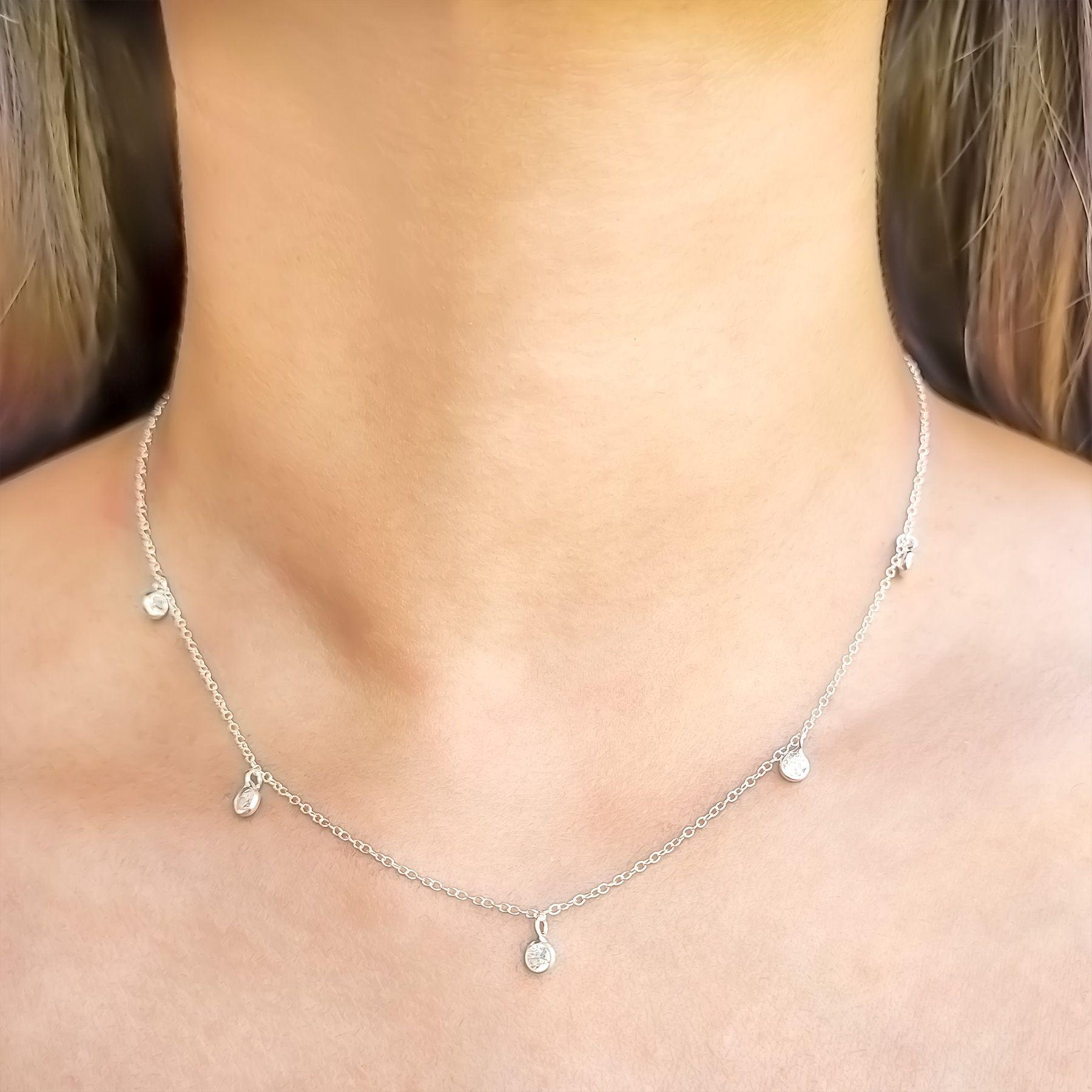 Collar Punto De Luz Arya 5 Circones Plata Fina 925-2