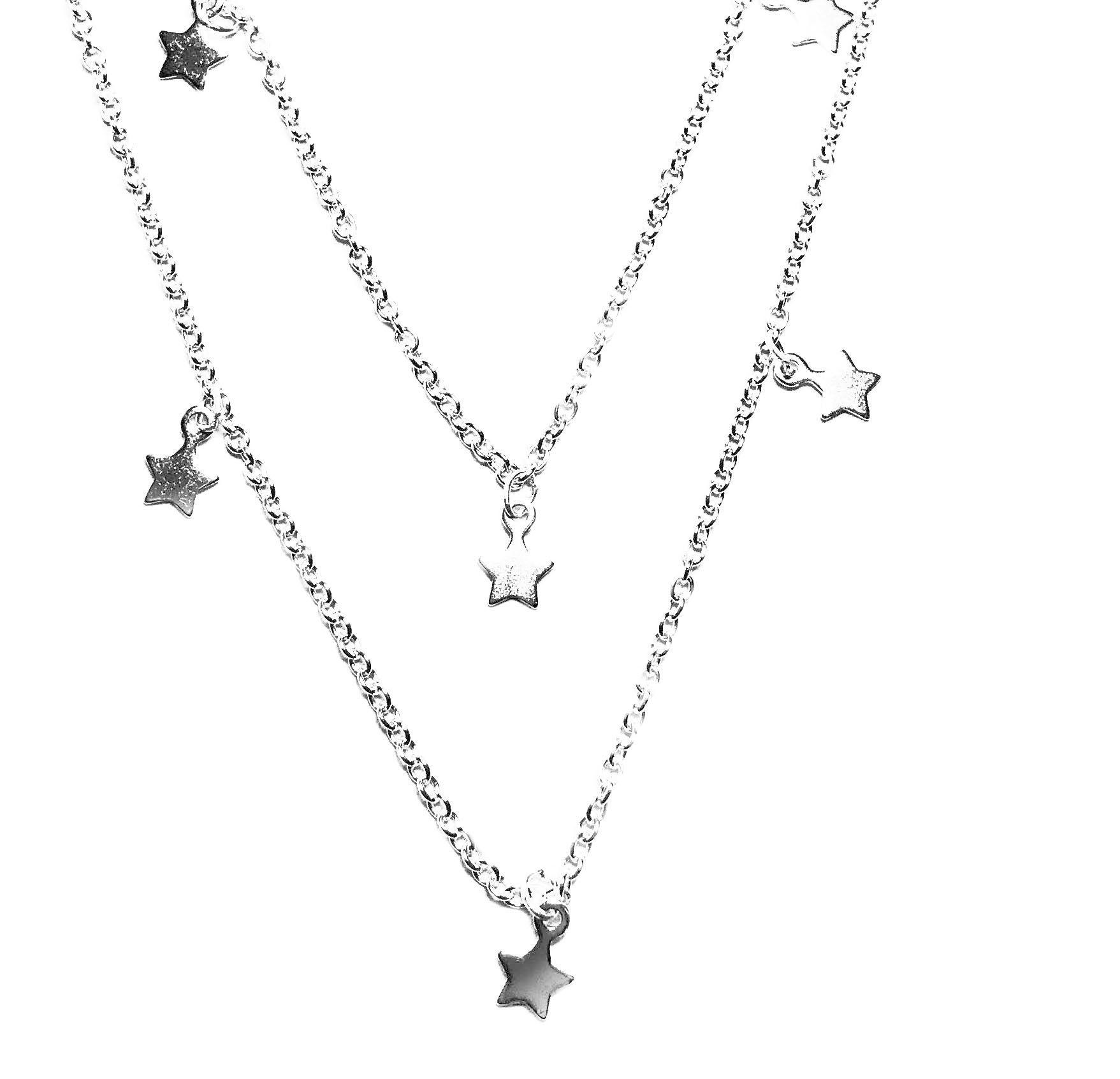 Collar Estrellas Doble Plata Fina 925 -2