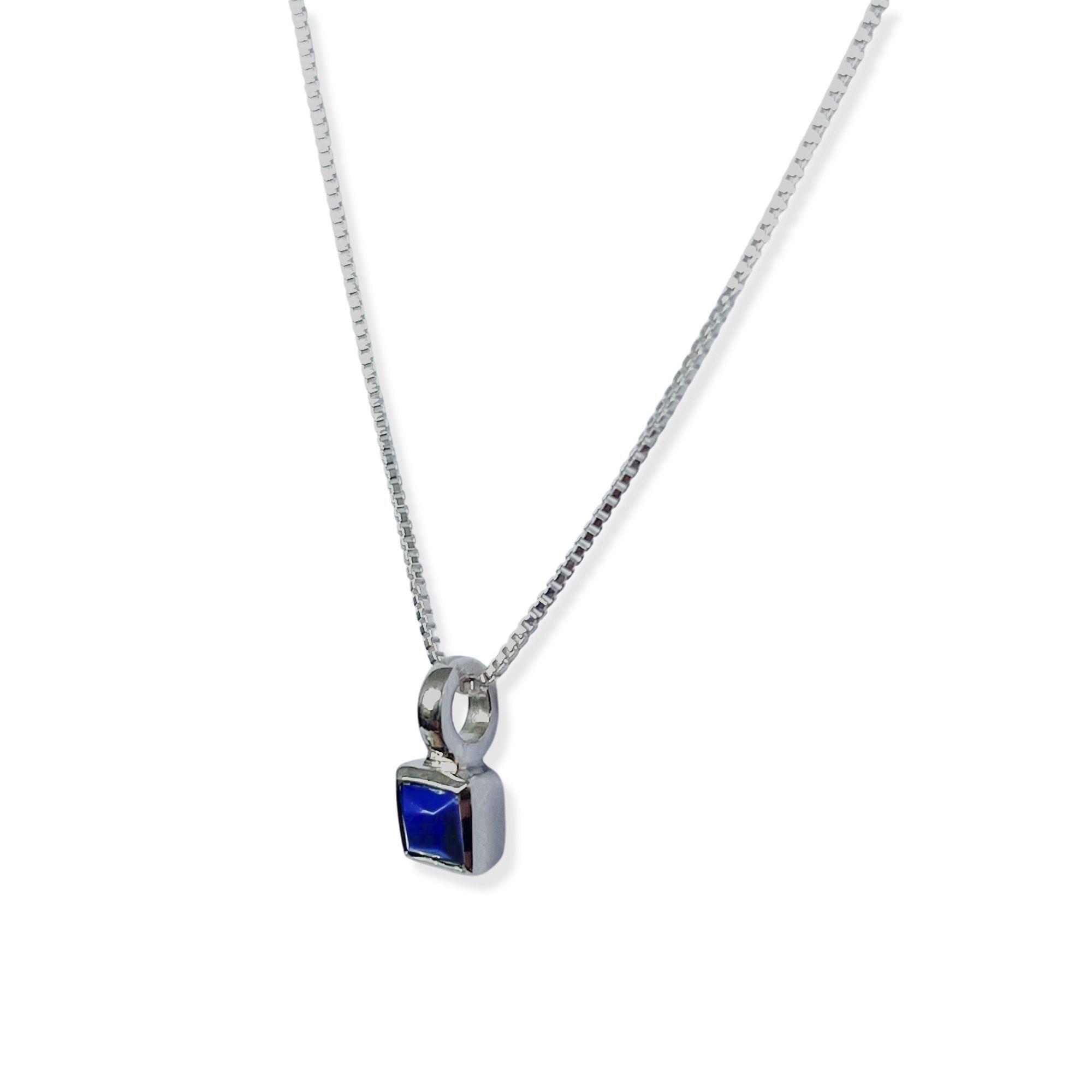 Collar Lapislázuli Cuadrado Veneciana Plata Fina 925-2