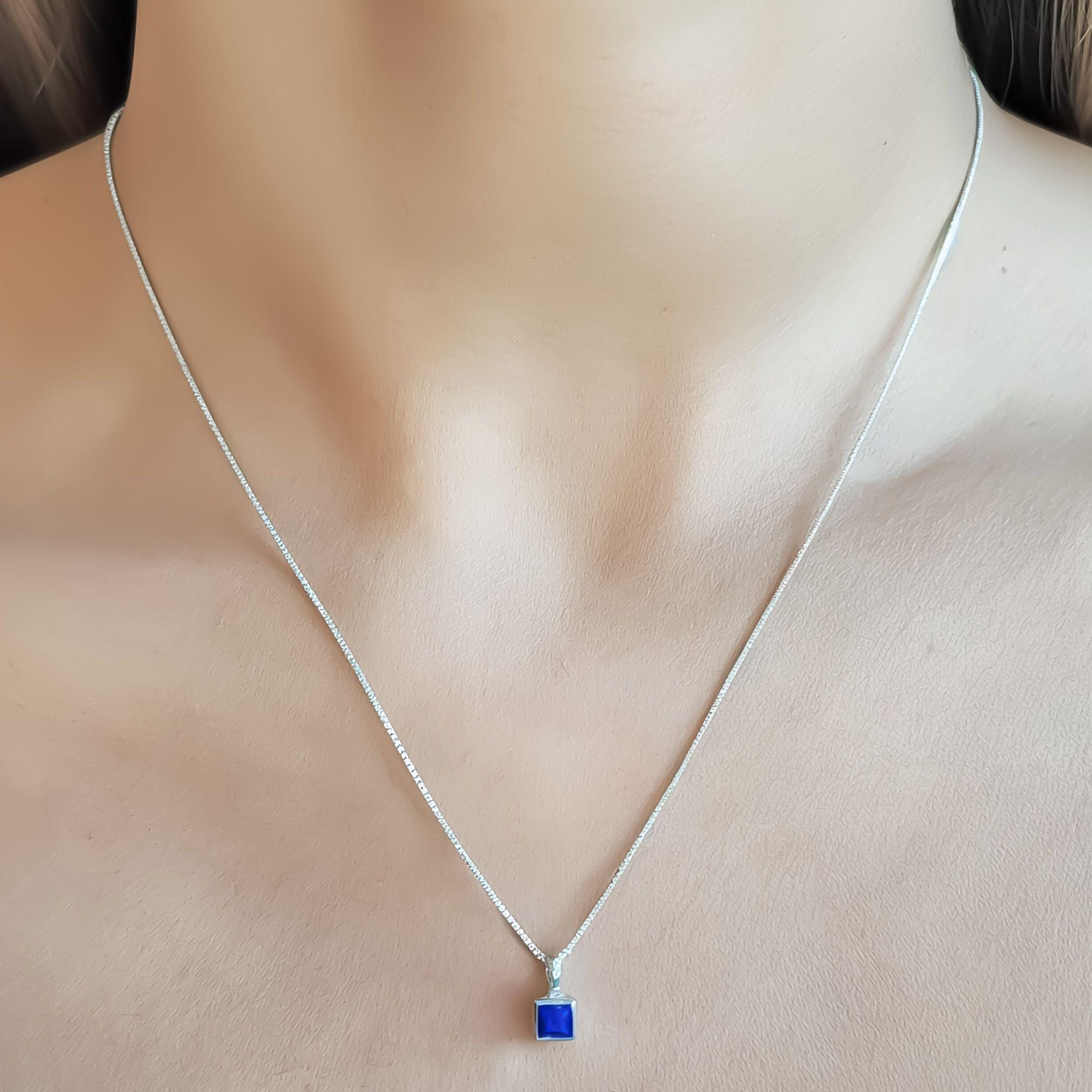 Collar Lapislázuli Cuadrado Veneciana Plata Fina 925-3