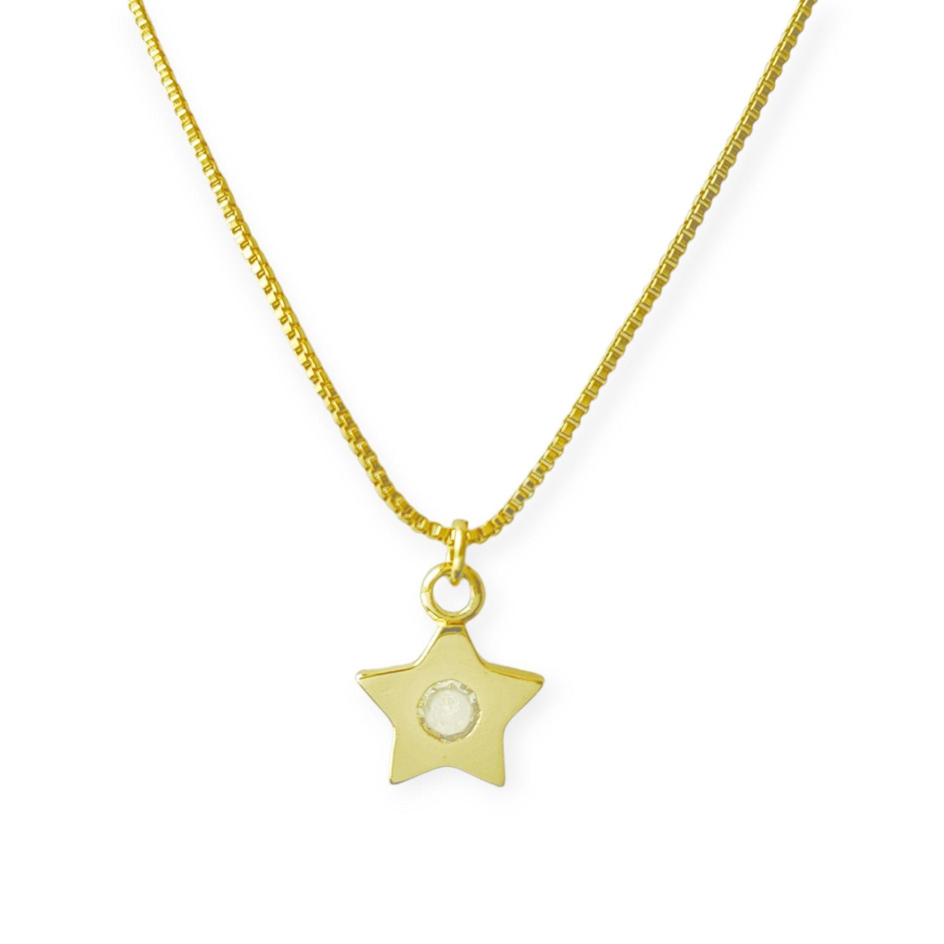 Collar Estrella Circón Blanco Enchapado Oro 18K 45CM-2