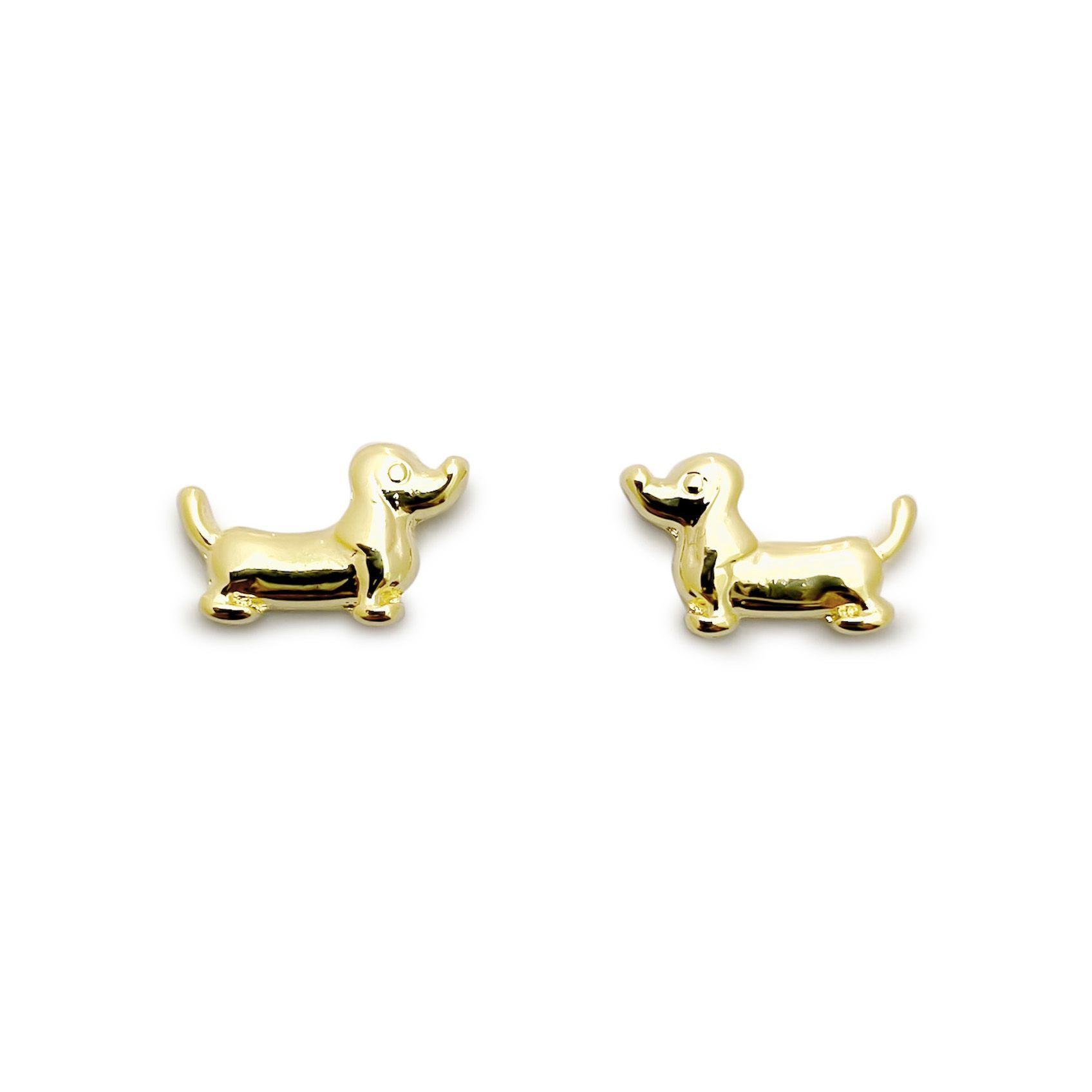 Aros Perro Salchicha Enchapado Oro 18K-0