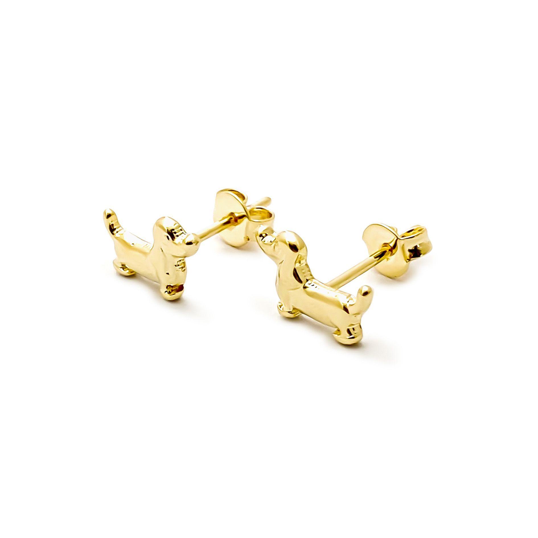 Aros Perro Salchicha Enchapado Oro 18K-1