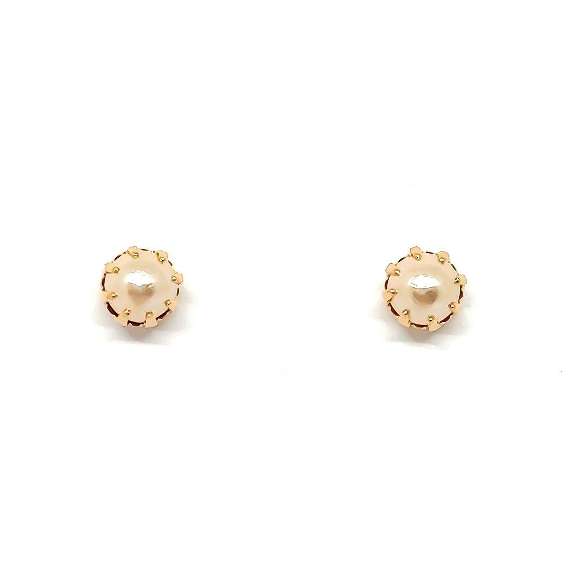 Aros Perla Sintéticas 5mm Enchapado Oro 18K-1