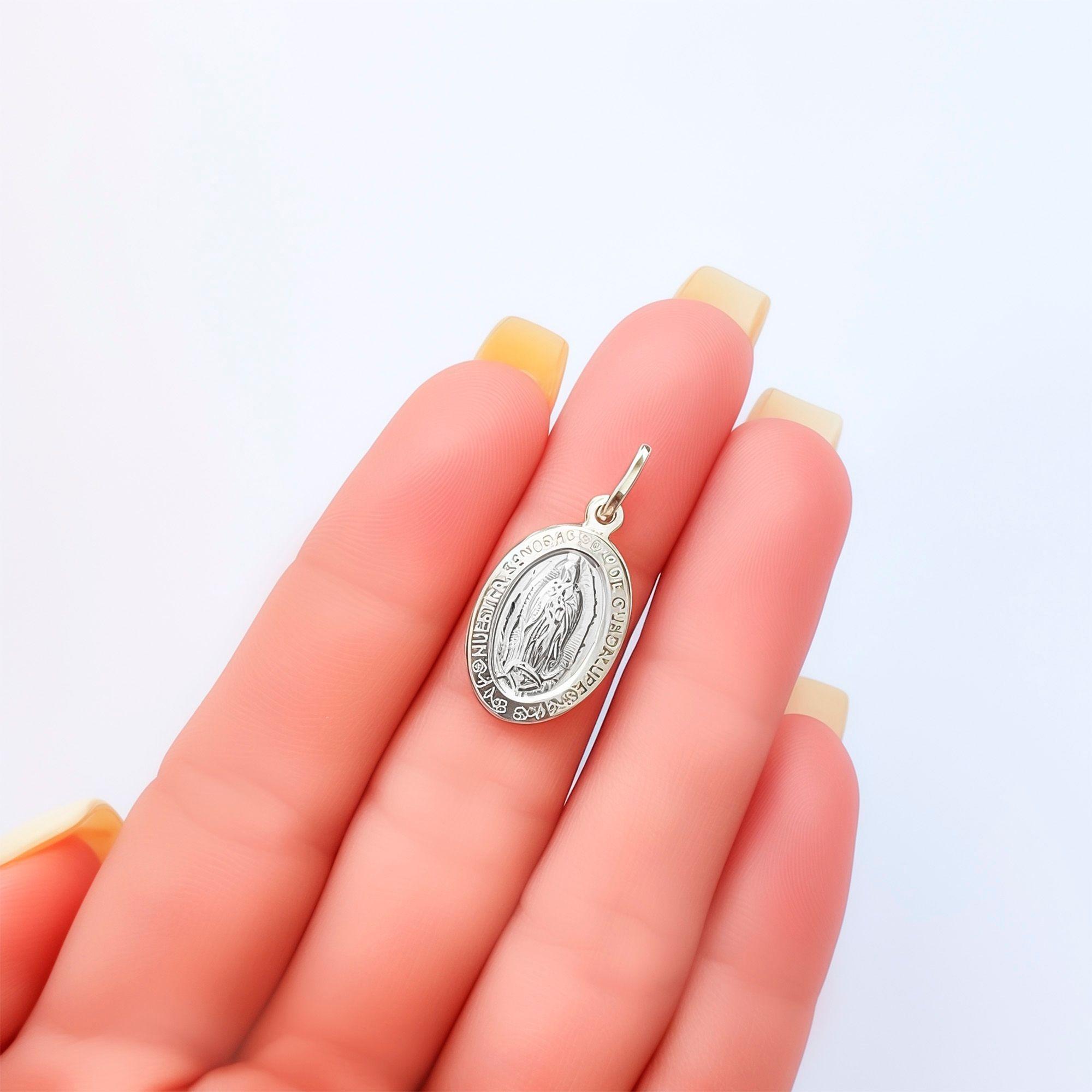 Colgante Medalla Virgen De Guadalupe Borde 18x13mm Plata Fina 925-2
