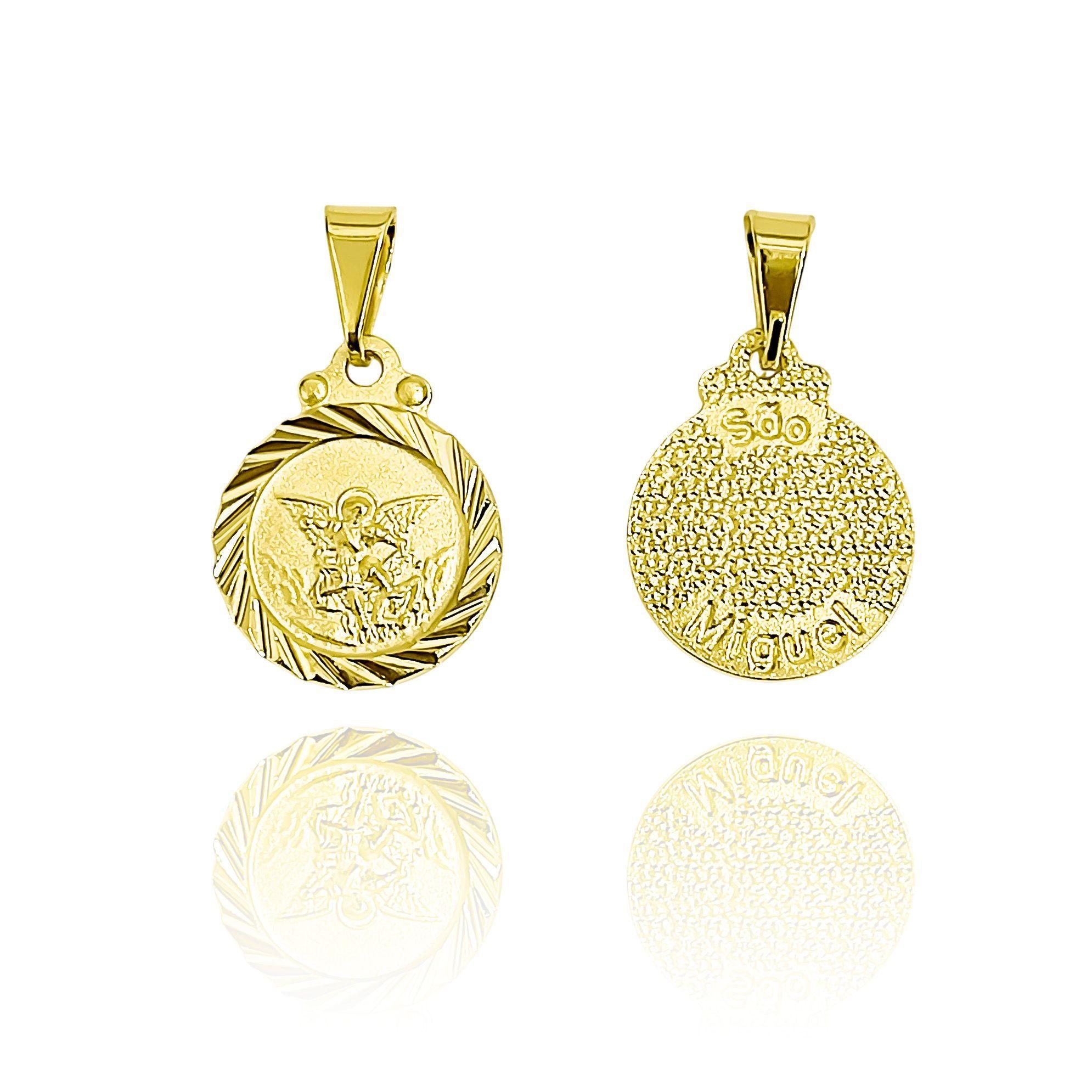 Colgante Medalla San Miguel Arcángel Borde 13mm Enchapado Oro 18K-3