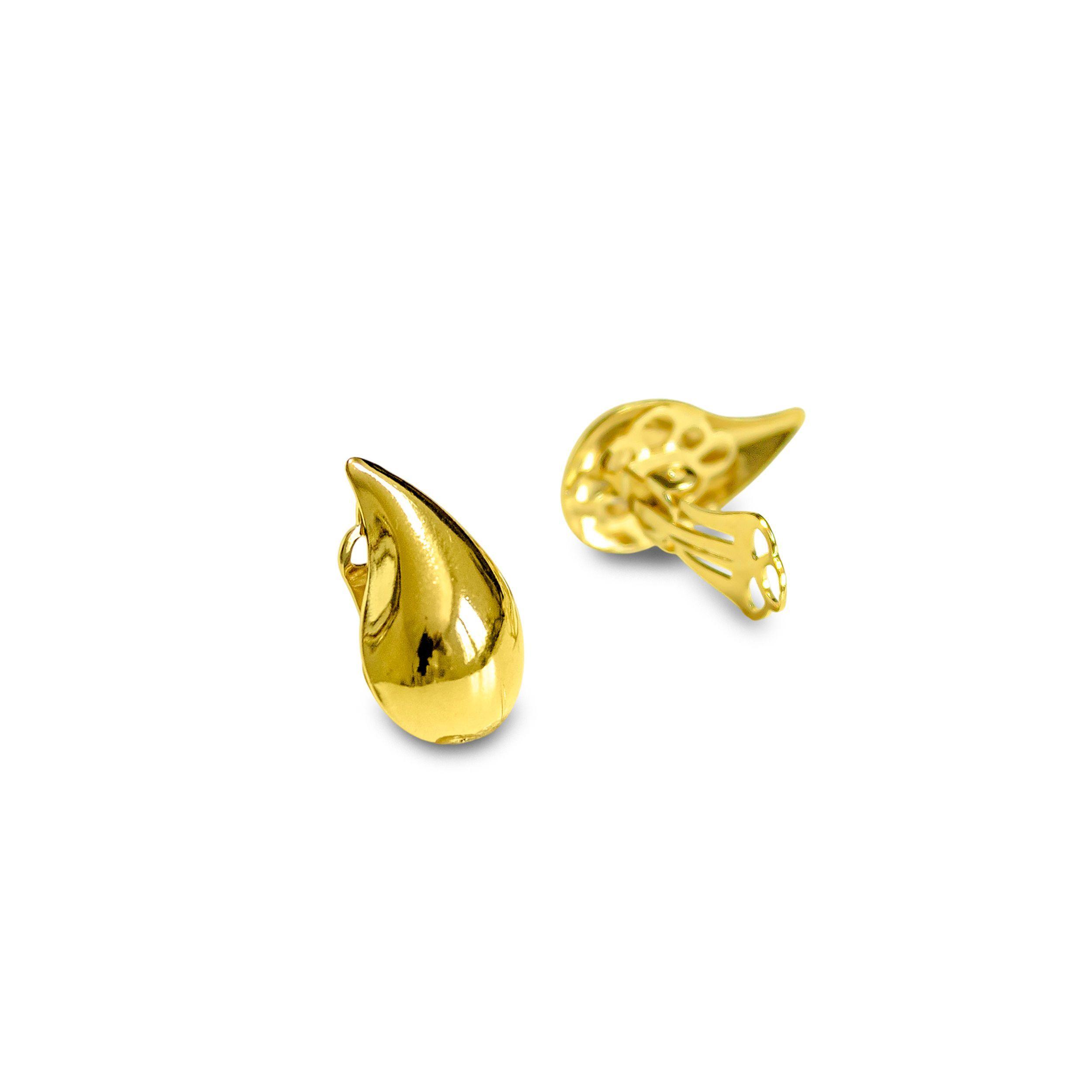 Aros Gota Clip Enchapado Oro 18k-1
