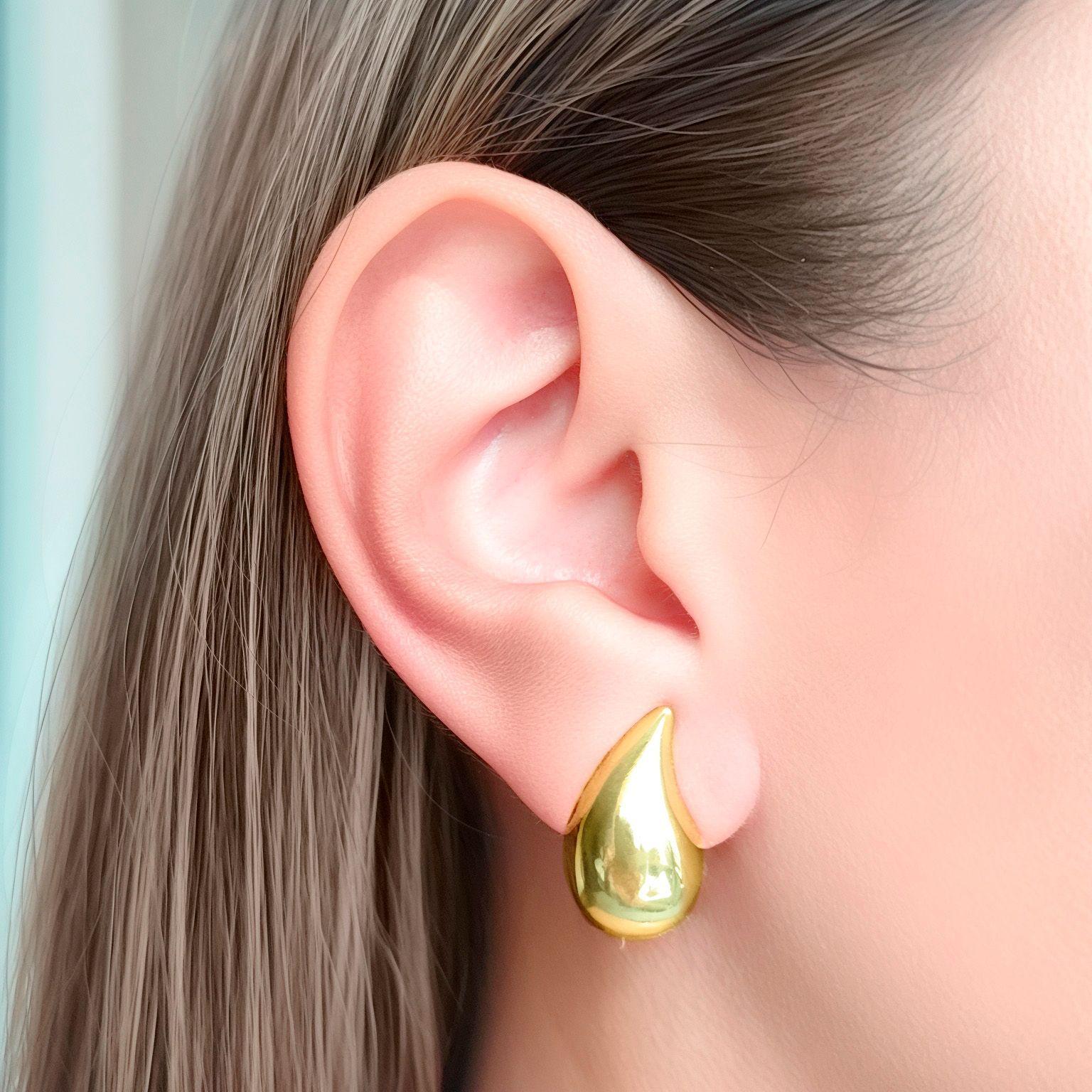 Aros Gota Clip Enchapado Oro 18k-3