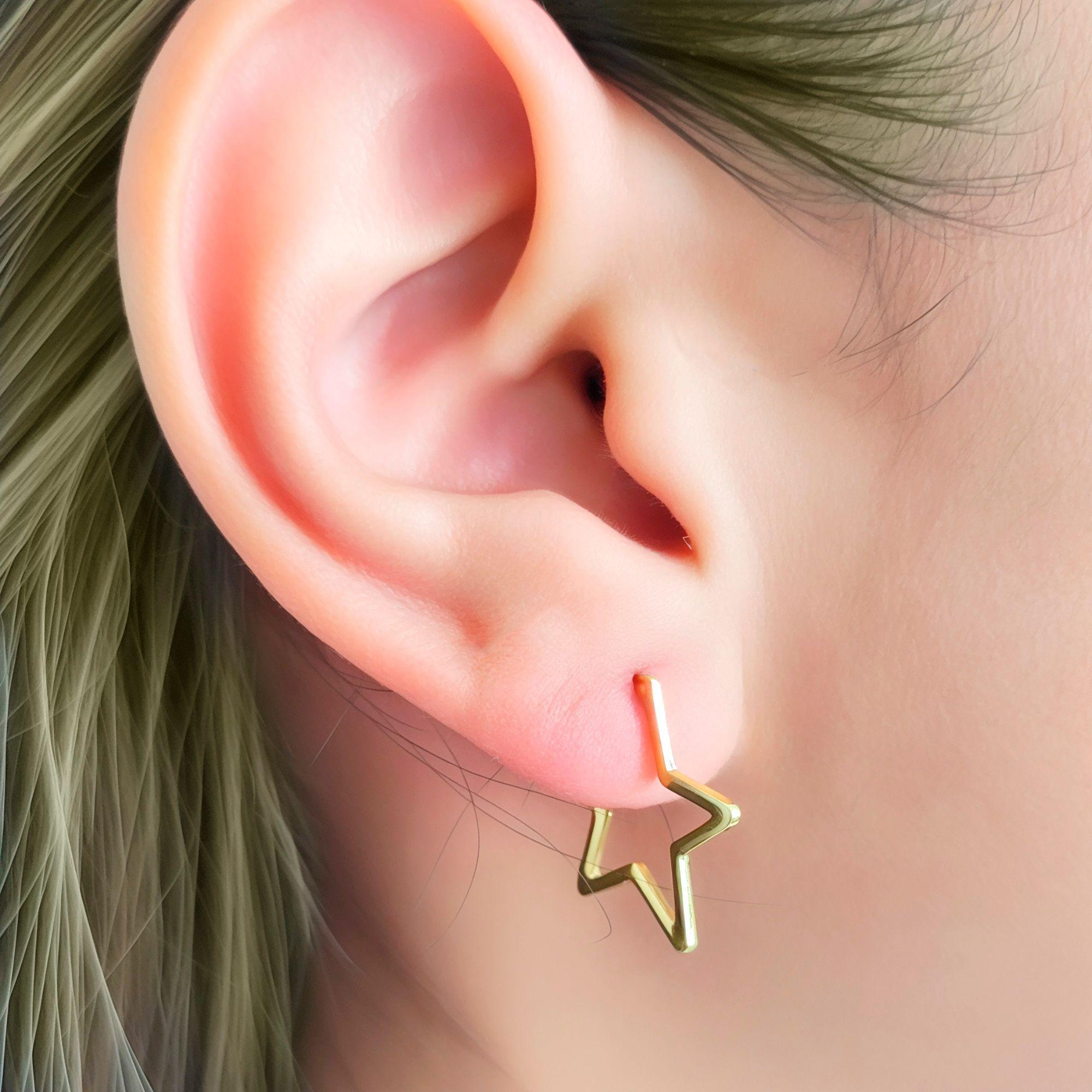 Aros Argolla Estrella 20mm Enchapado Oro 18K-2