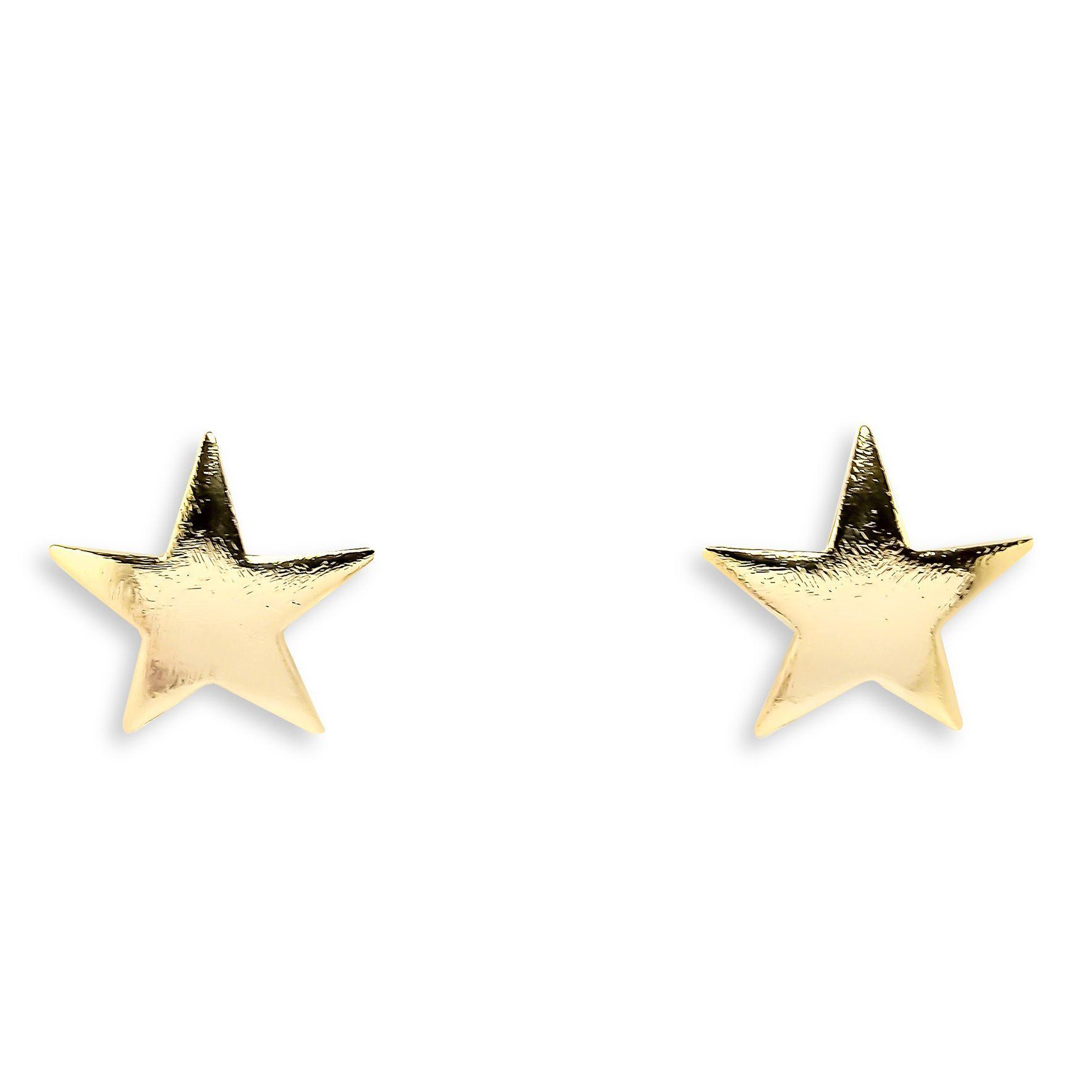 Aros Estrella Satinada Grande Enchapado Oro 18K-0