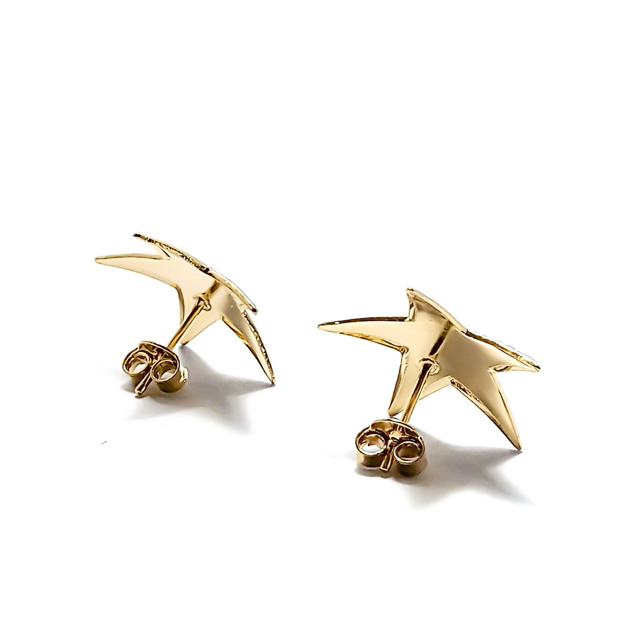 Aros Estrella Satinada Grande Enchapado Oro 18K-2