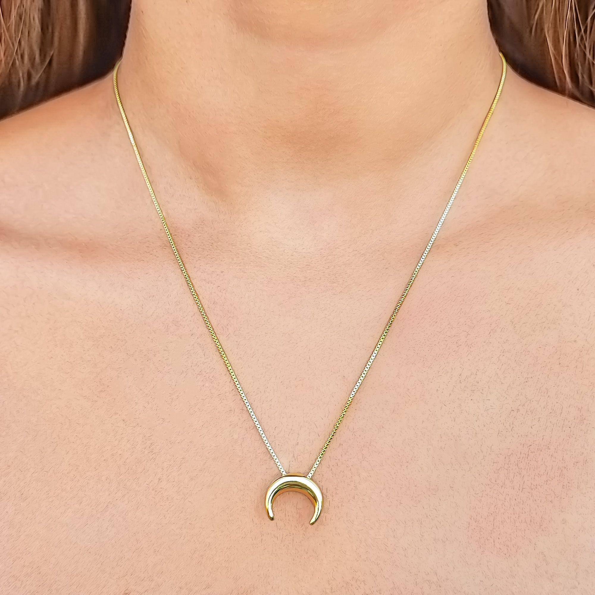 Collar Luna Invertida Enchapado Oro 18K-2