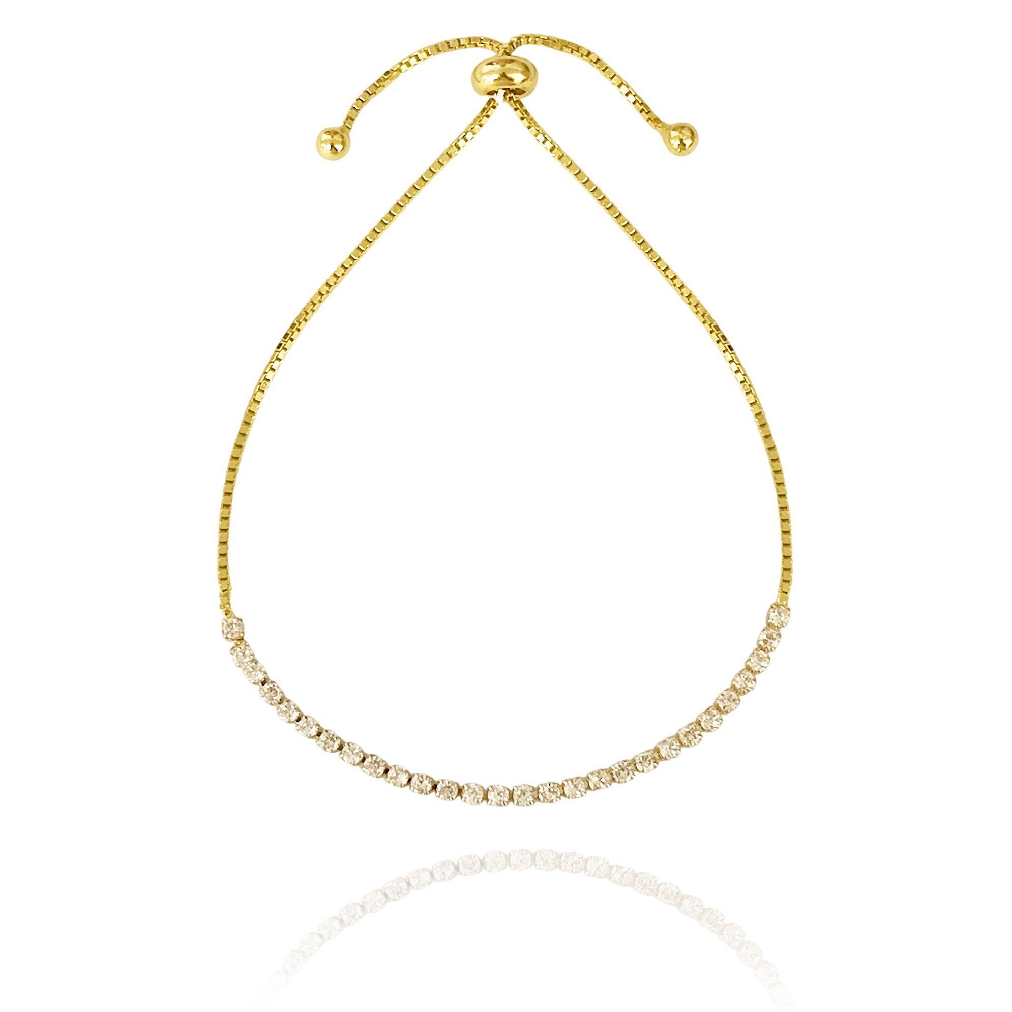 Pulsera Jazmín Circón Veneciana Enchapado Oro 18K Adaptable-0