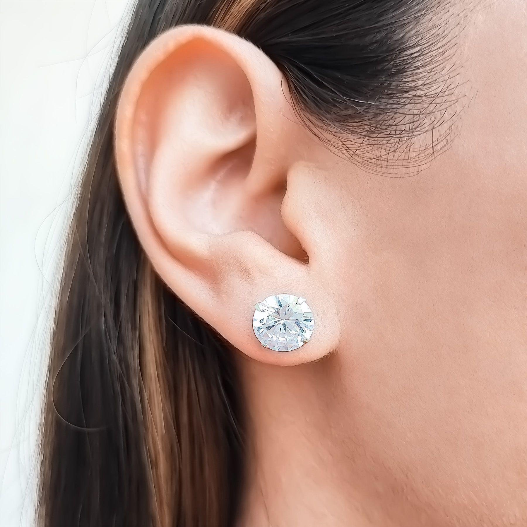Aros Circón Redondo 10mm Grifas Plata Fina 925-3