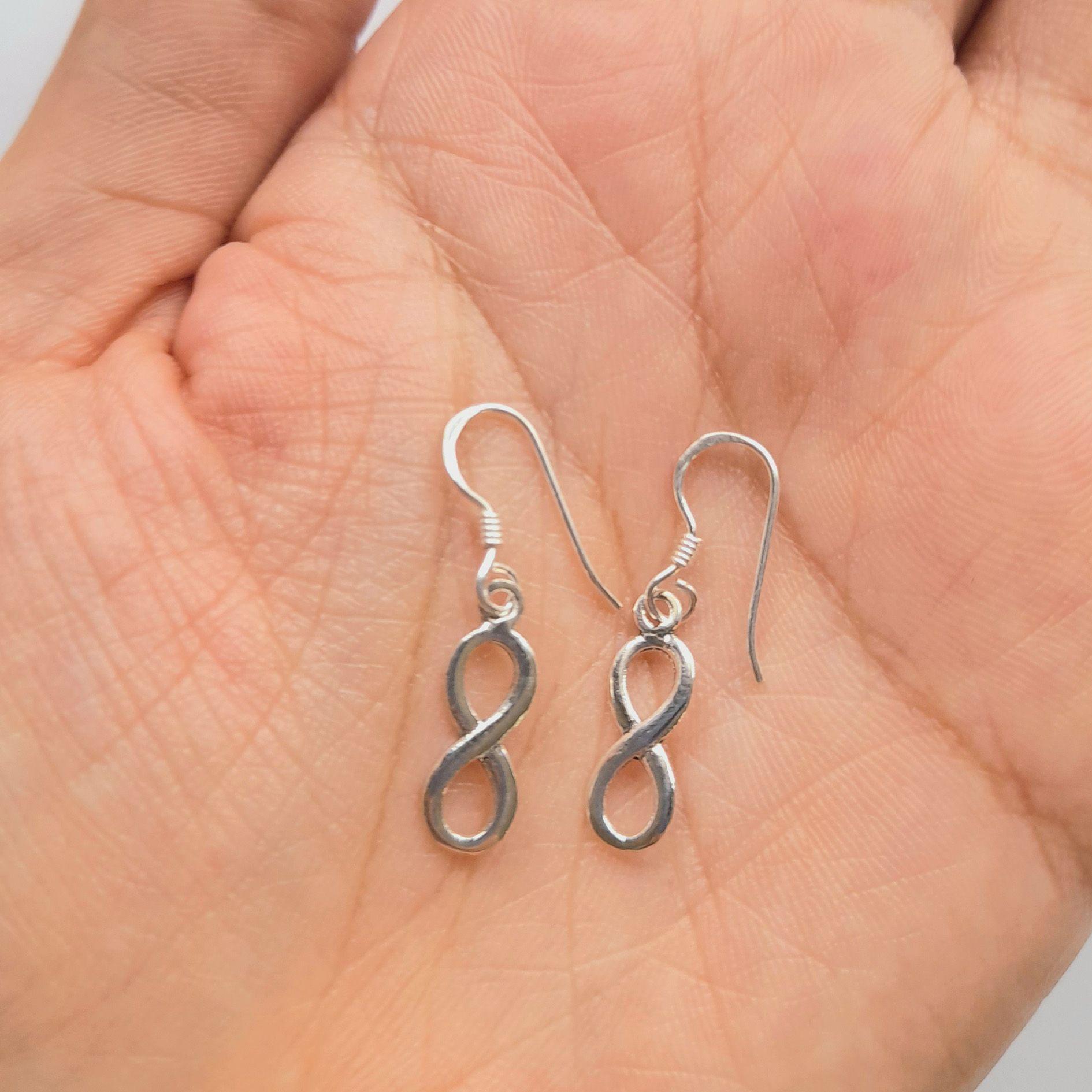 Aros Mini Infinito Colgante Gancho Plata Fina 925-2