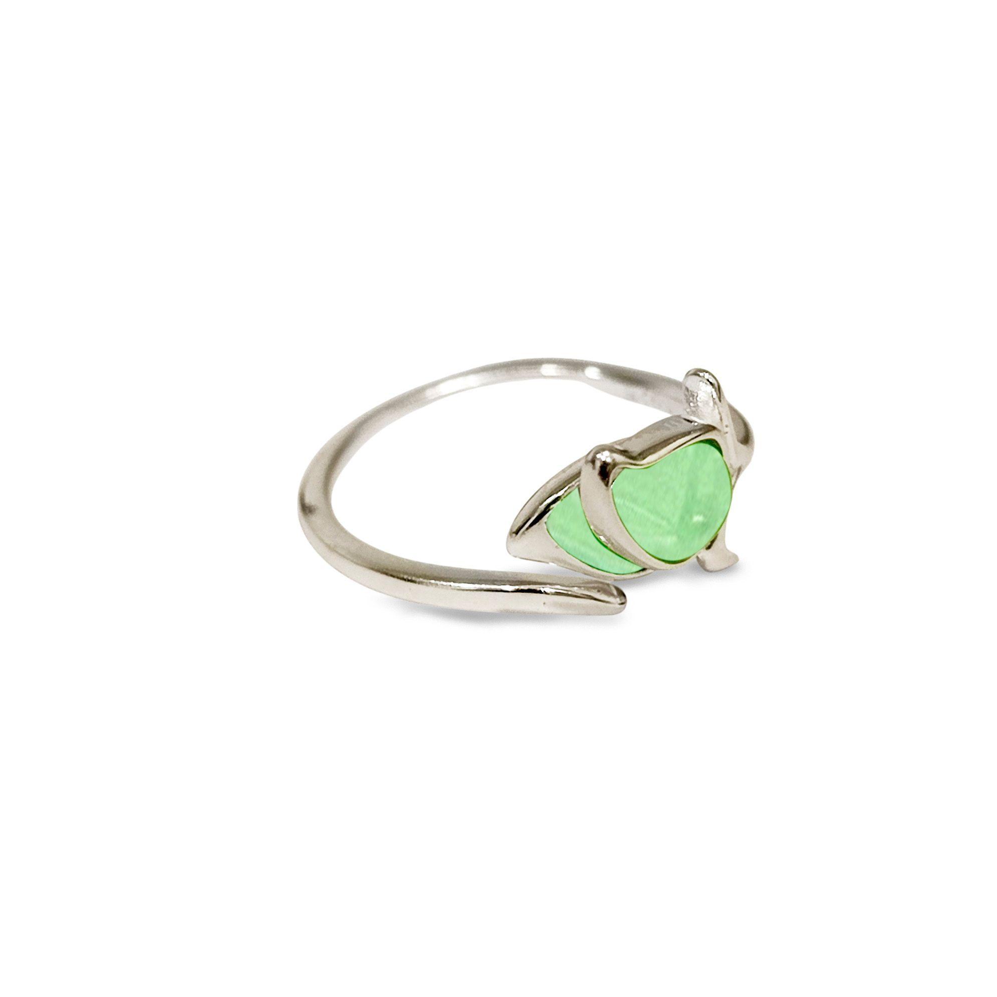 Anillo Tulipán Circón Verde #14 Plata Fina 925-0