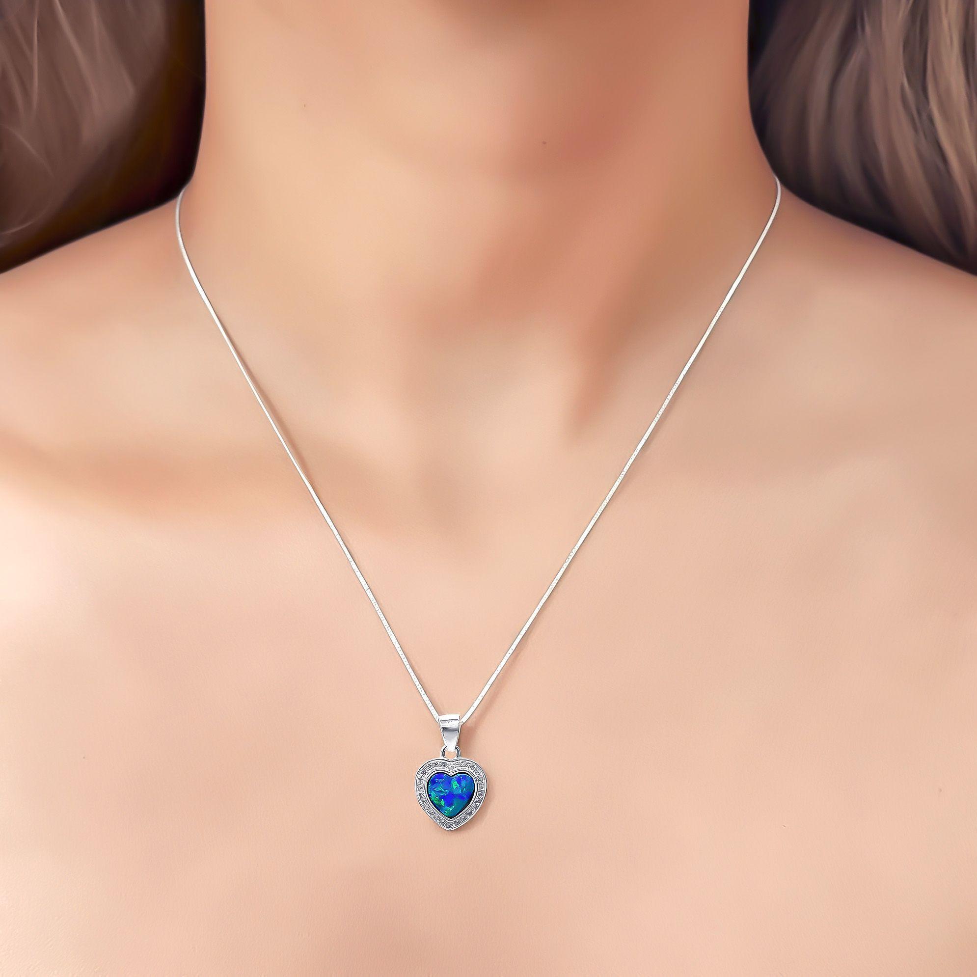 Collar Coraz n palo Reconstituido Plata Fina 925-2