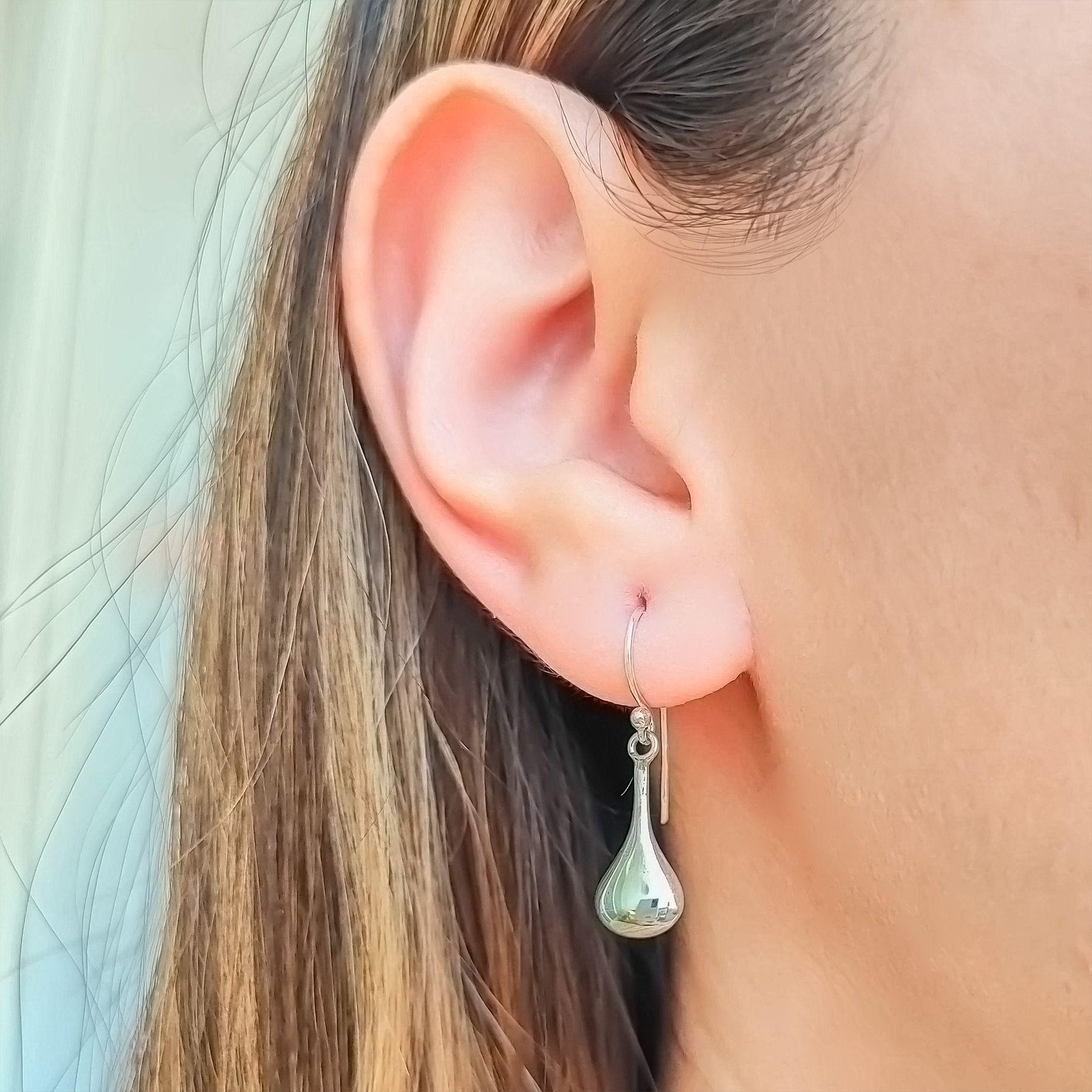 Aros Gota Colgante Plata Fina 925-1