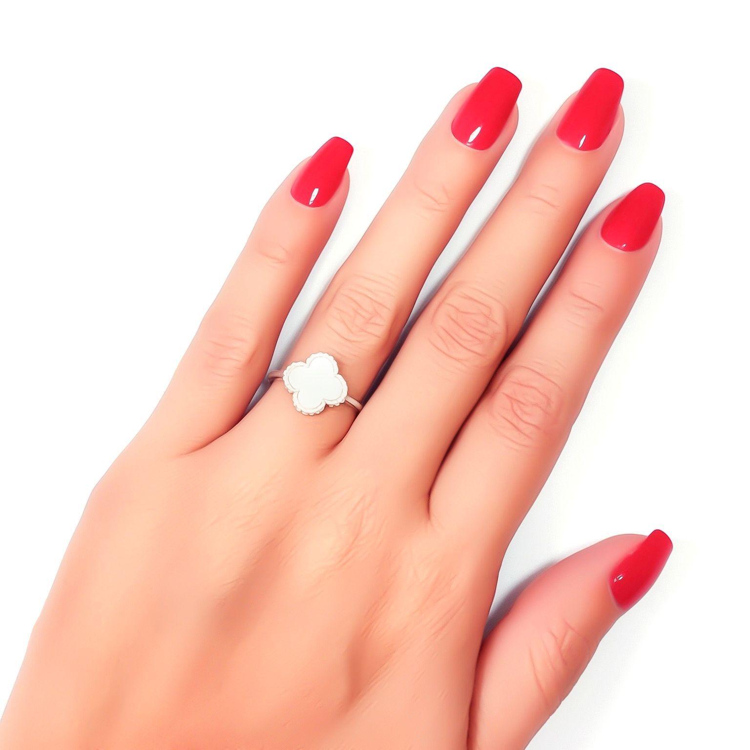 Anillo Trébol Nácar #14 Plata Fina 925-2