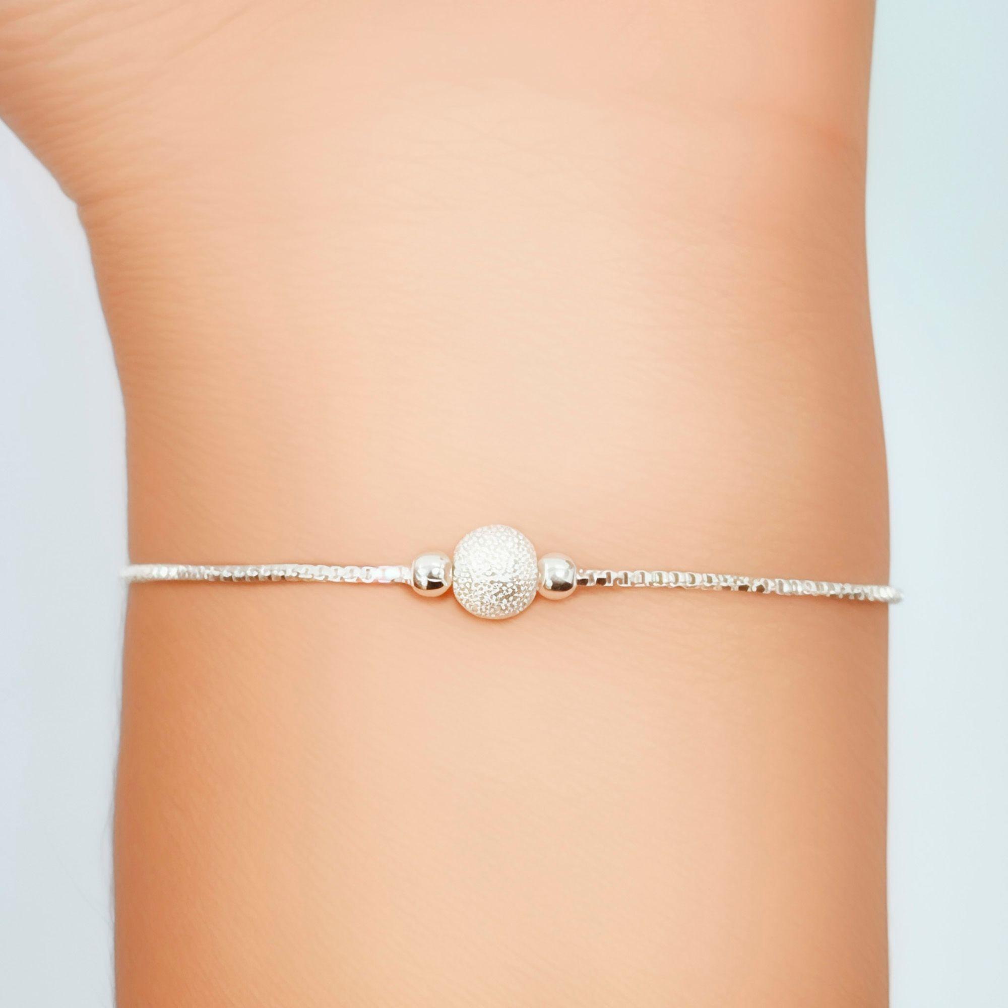 Pulsera Bola Satinada Plata Fina 925 Adaptable-2