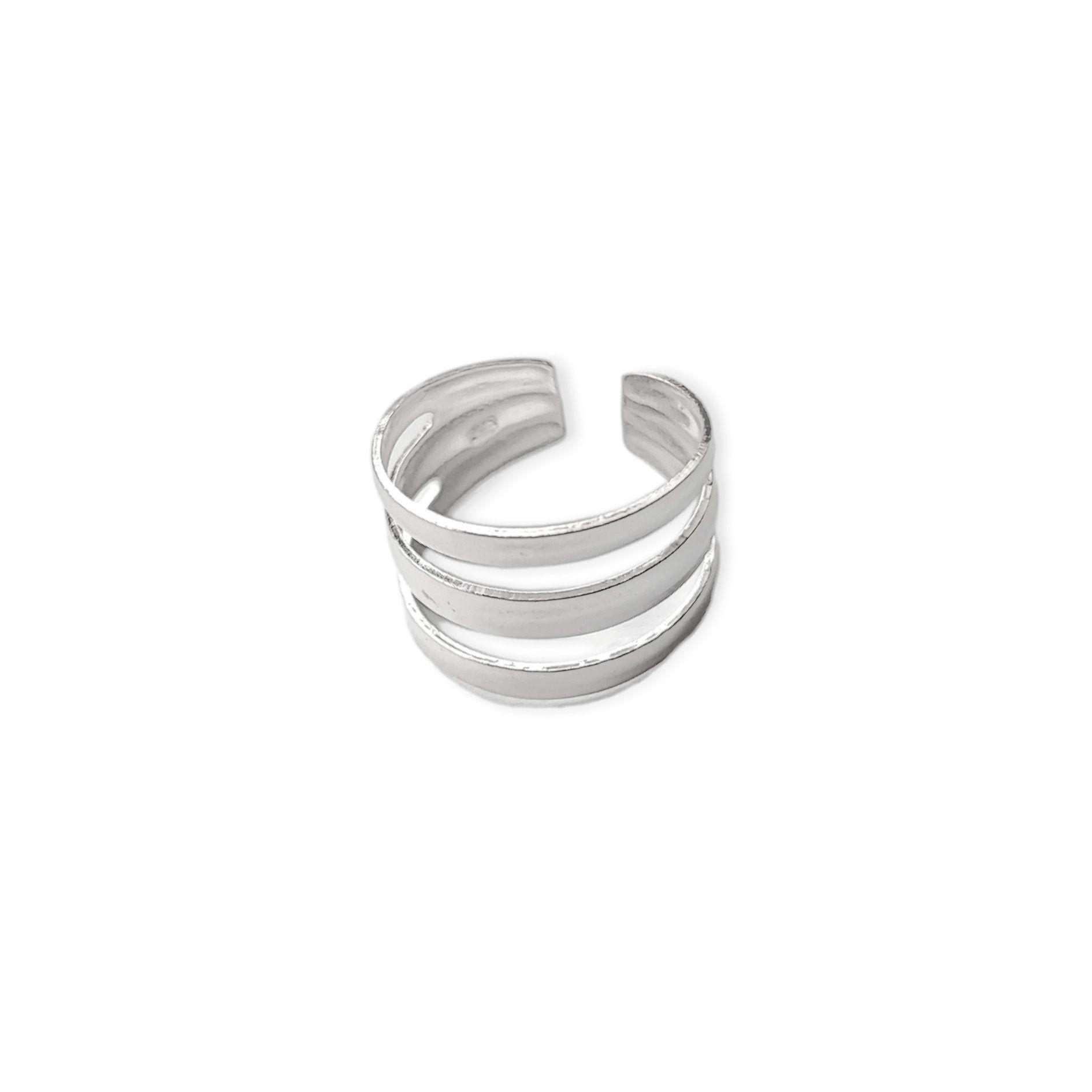 Anillo Midi 3 Argollas Plata Fina 925-0