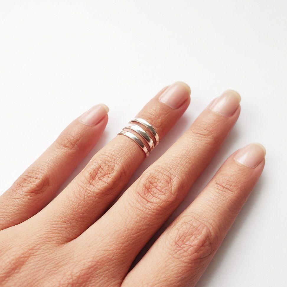 Anillo Midi 3 Argollas Plata Fina 925-3