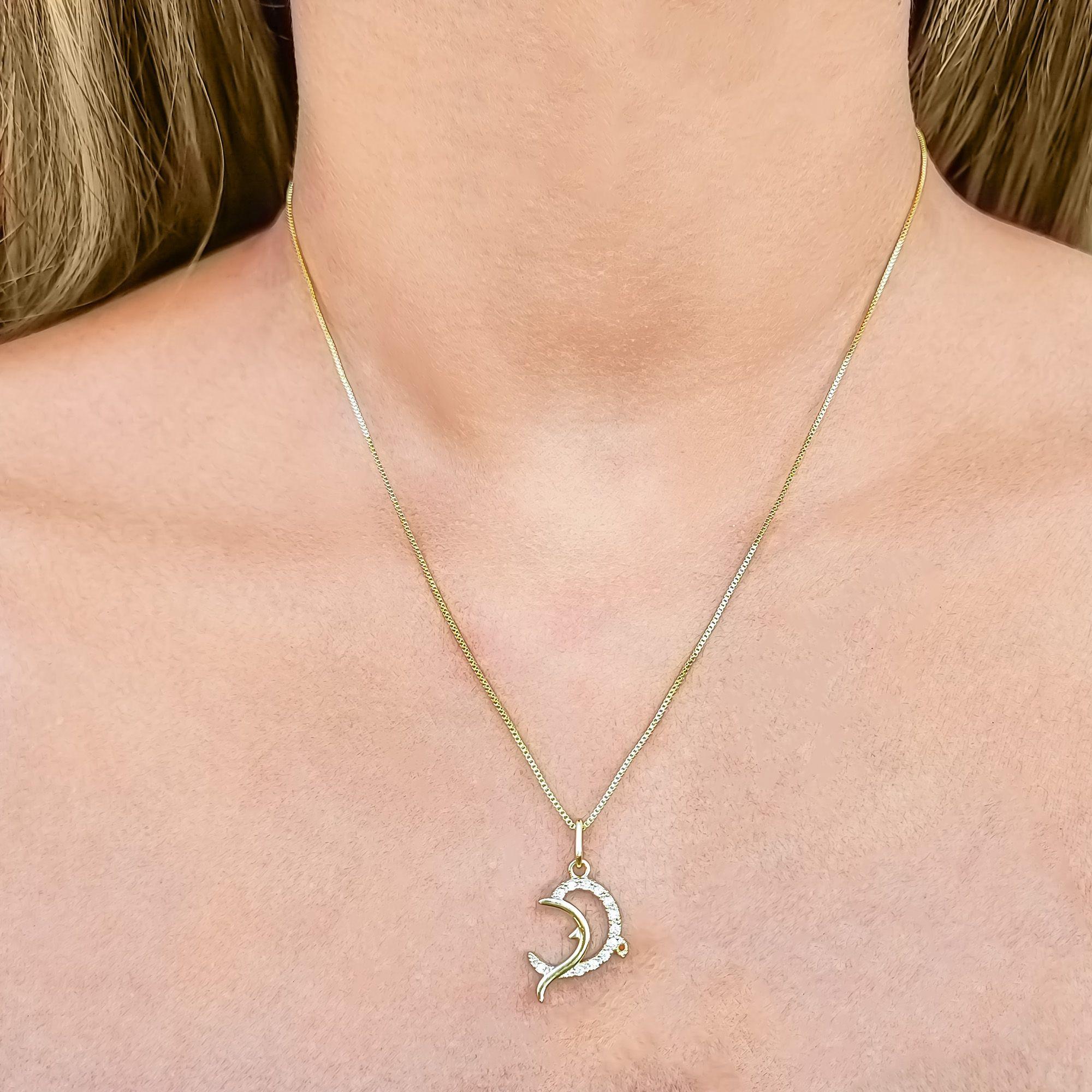 Collar Delfín Circón Enchapado Oro 18K-2