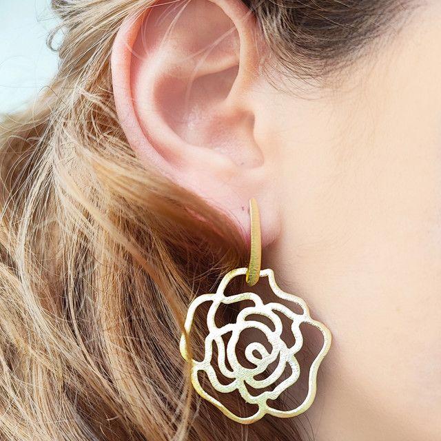 Aros Rosa Calada Satinada Enchapado Oro 18K-1