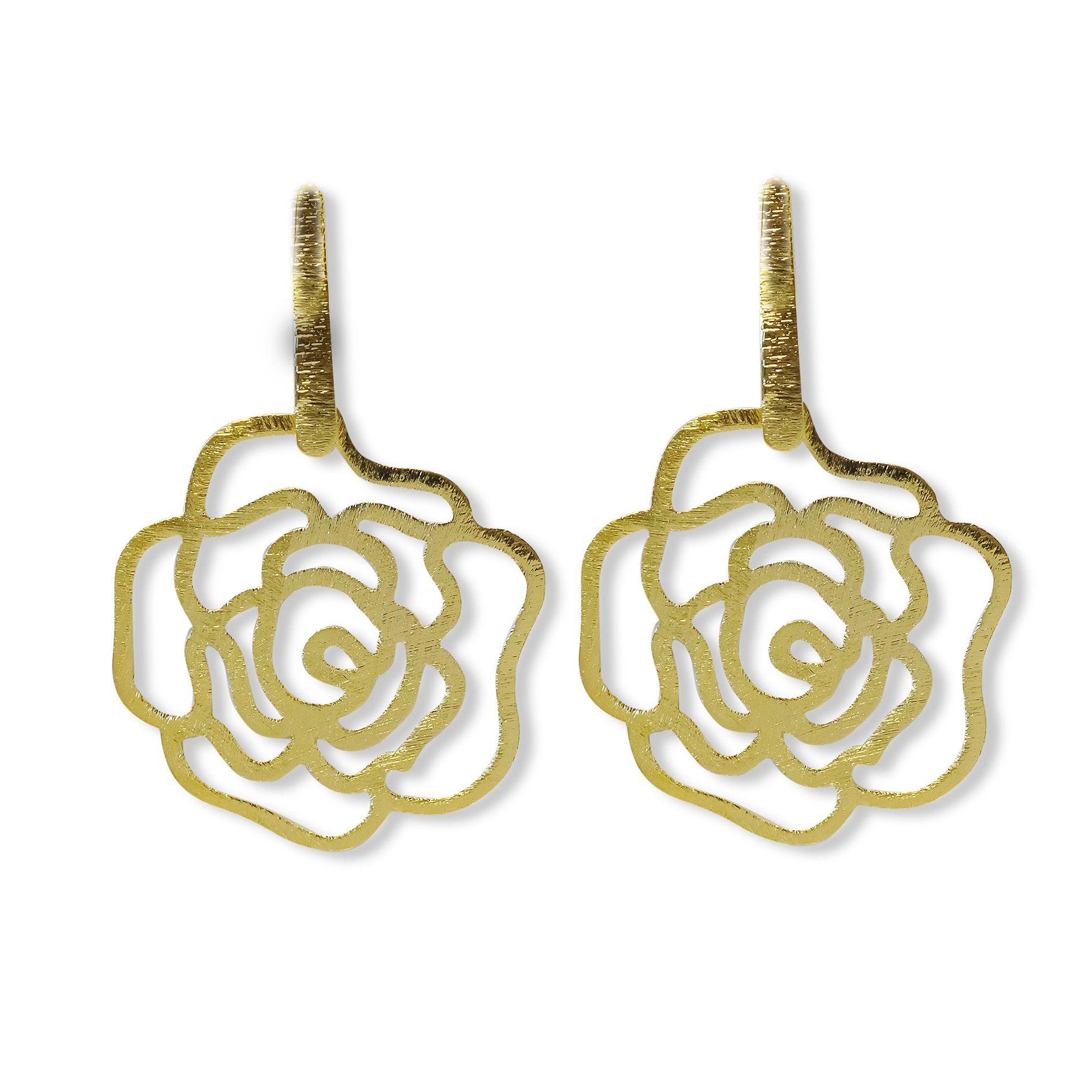 Aros Rosa Calada Satinada Enchapado Oro 18K-0