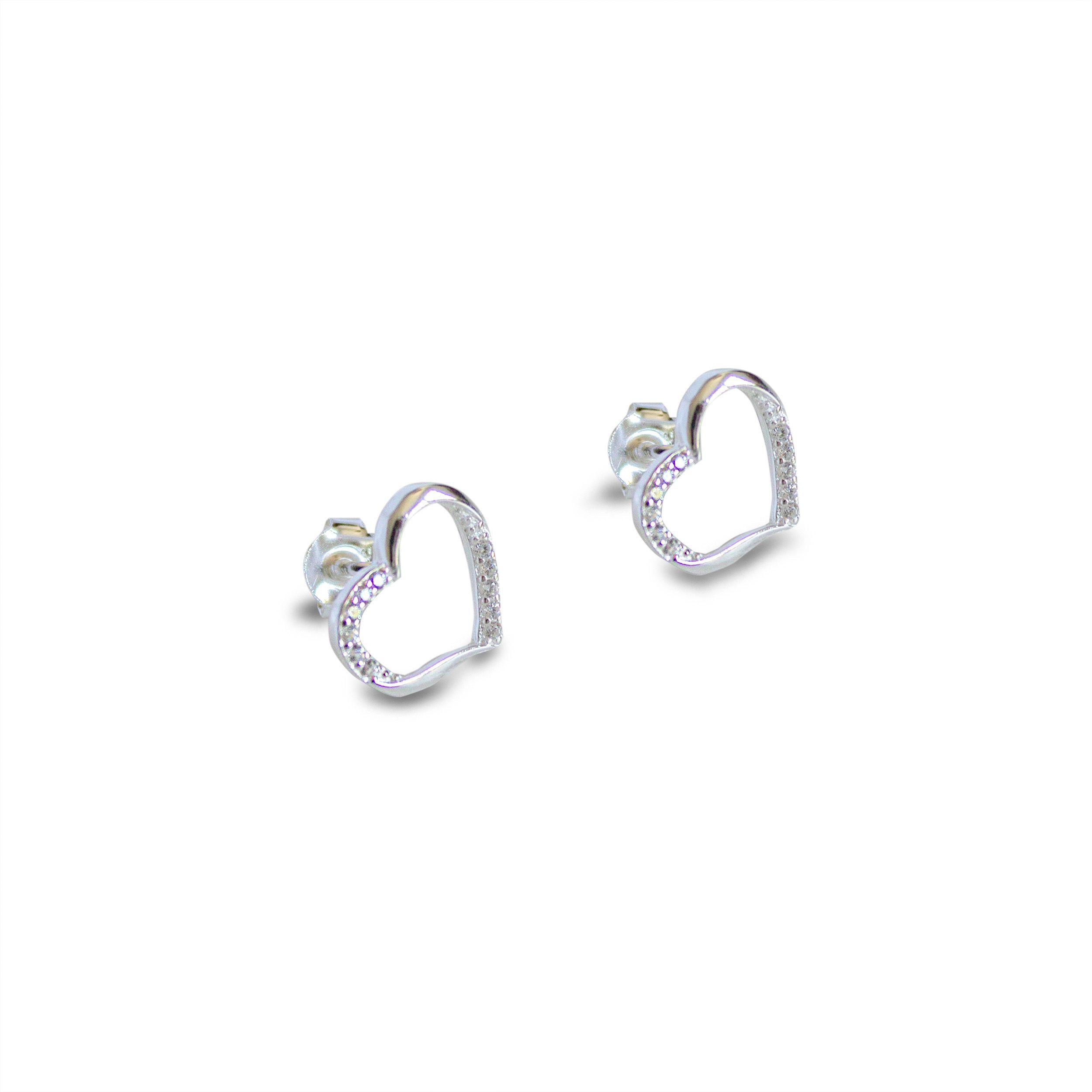 Aros Amor Corazón Circón Plata Fina 925-2