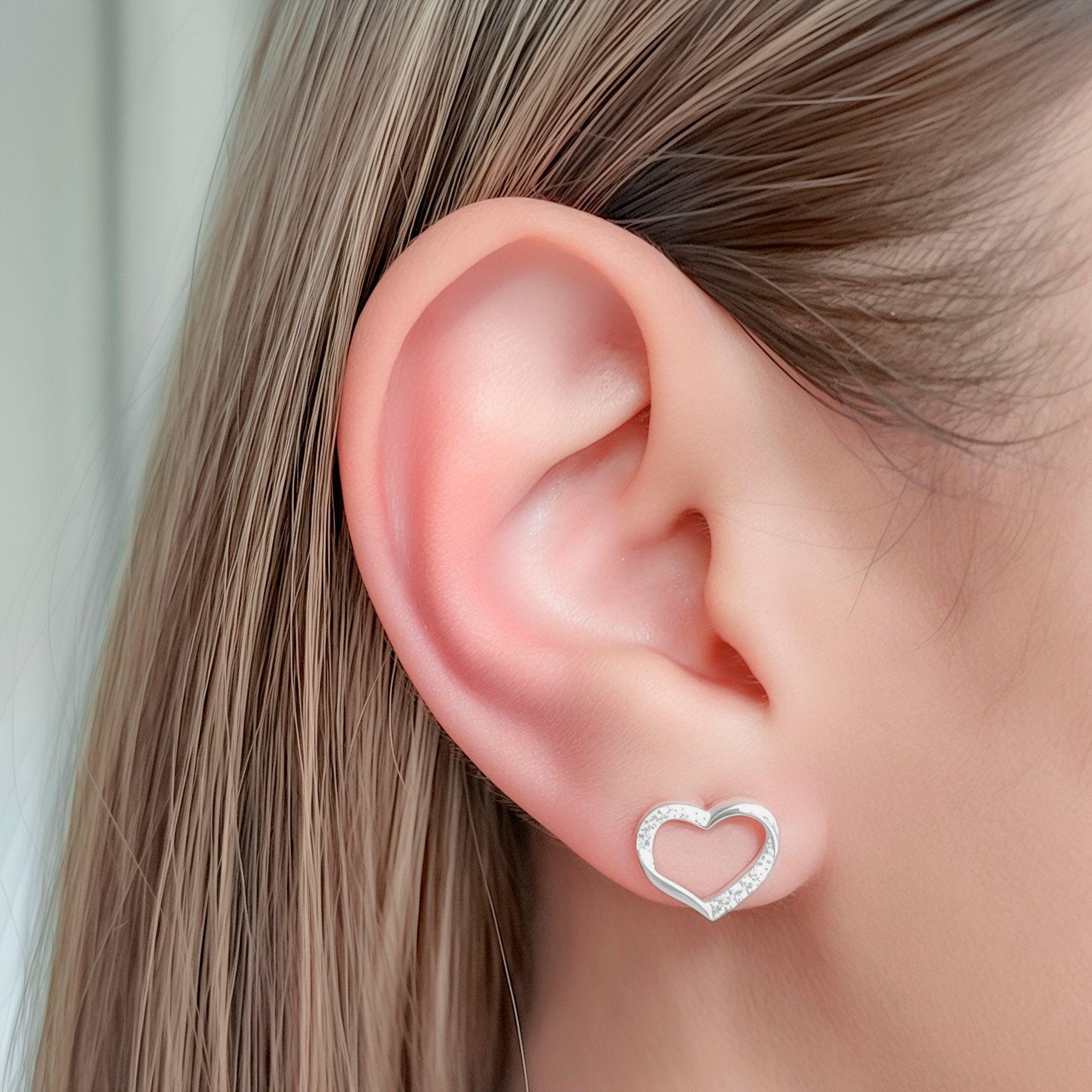 Aros Amor Corazón Circón Plata Fina 925-3