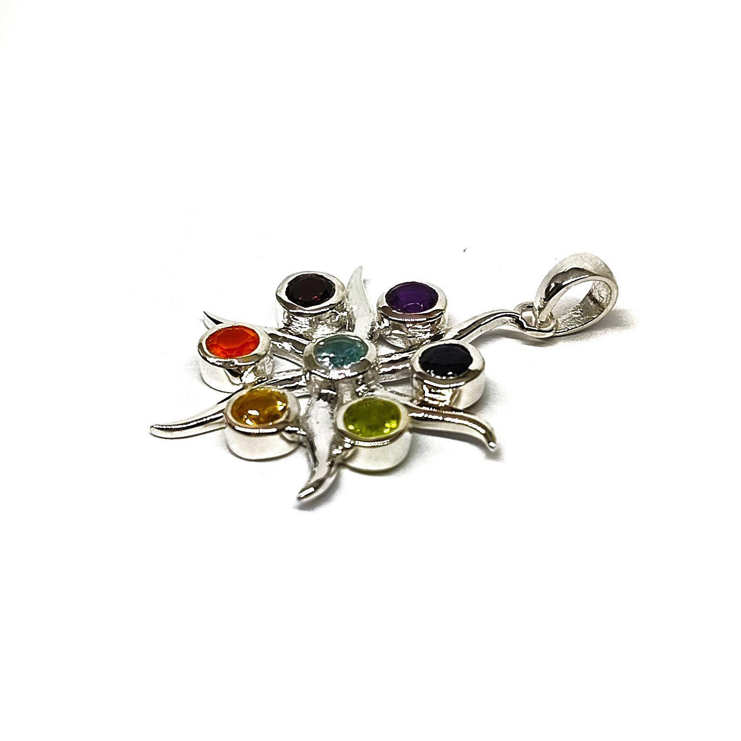 Colgante 7 Chakras Piedras Naturales Plata Fina 925-1