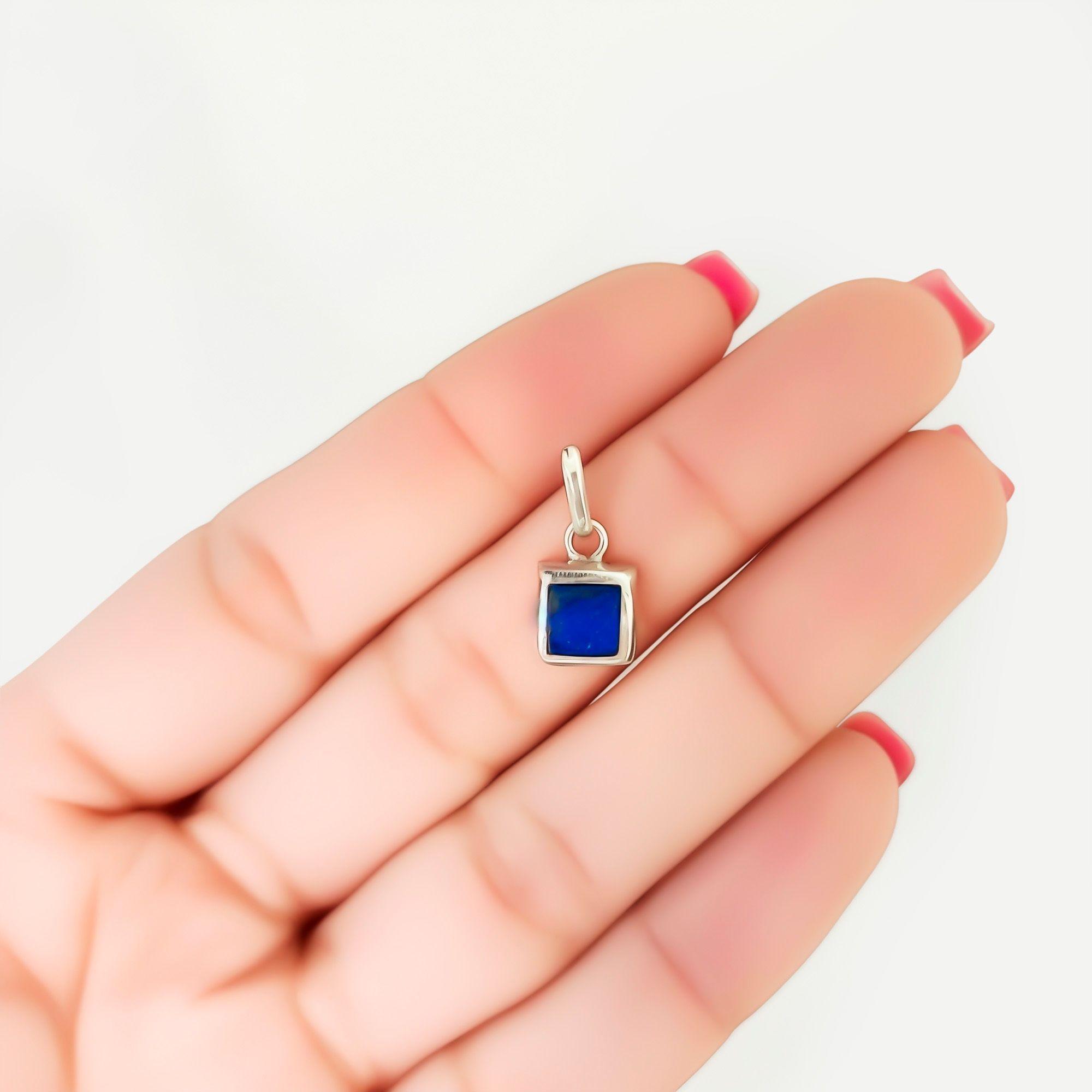 Set Lapislázuli Aros Colgante Cuadrado Gancho Plata Fina 950-3